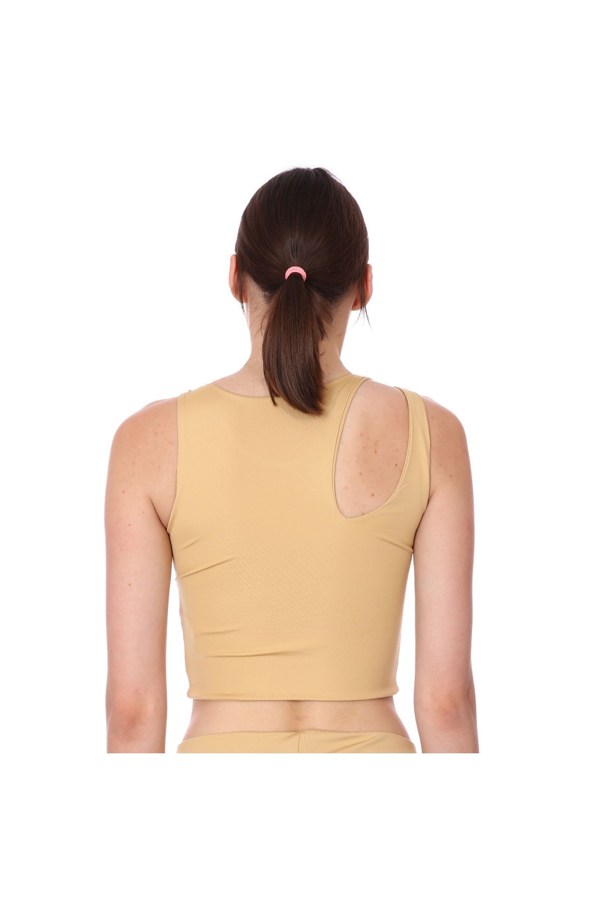 Sportive Spo-Assymetric Crop Kadın Bej Günlük Stil Sporcu Sütyeni 712102-BEJ