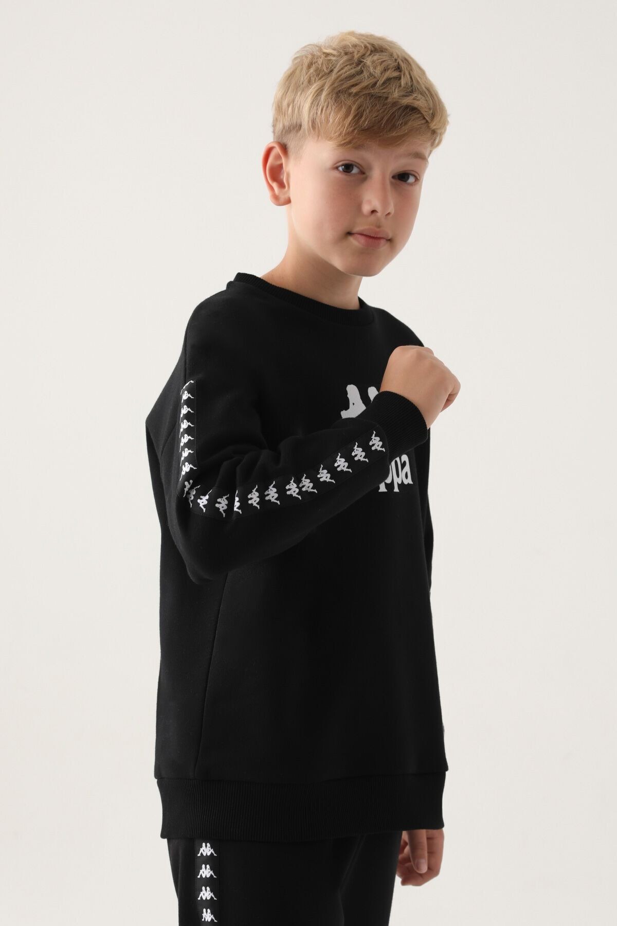 Kappa Krem Bisiklet Yaka Kol Baskı Detay Erkek Çocuk Sweatshirt