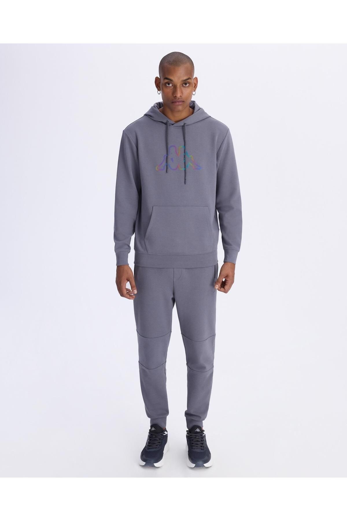 Kappa Logo Brian Hoodie Erkek Volkanik Gri Regular Fit Hoodie
