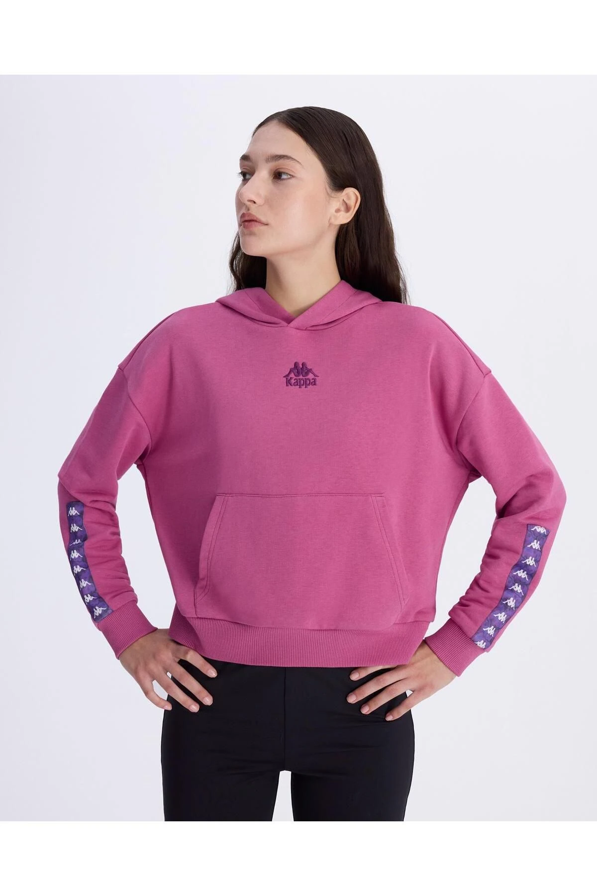 Kappa Authentic Alcott Hoodie Kadın Pembe Comfort Fit Hoodie