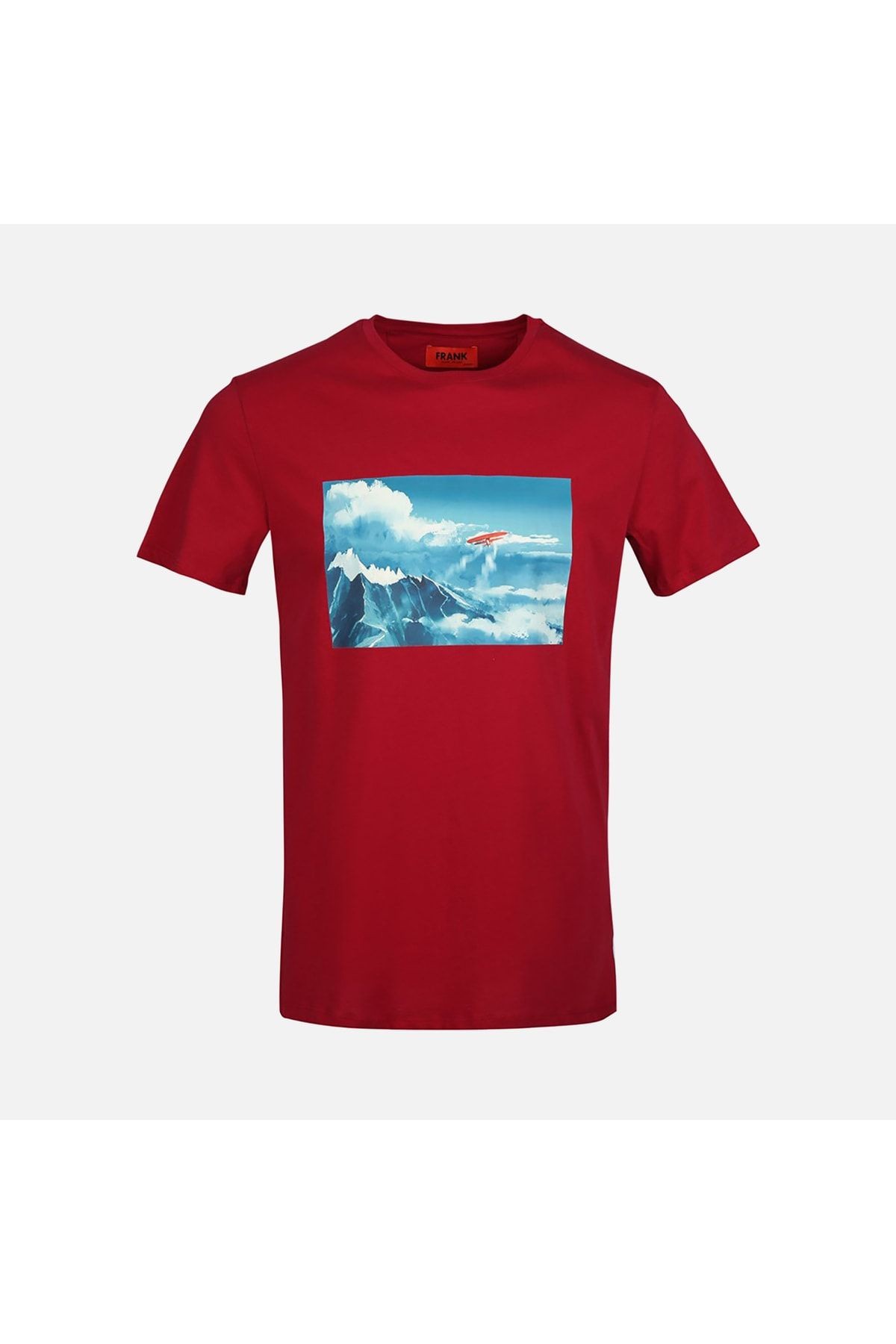 John Frank Free Erkek Bordo Baskılı T-shirt