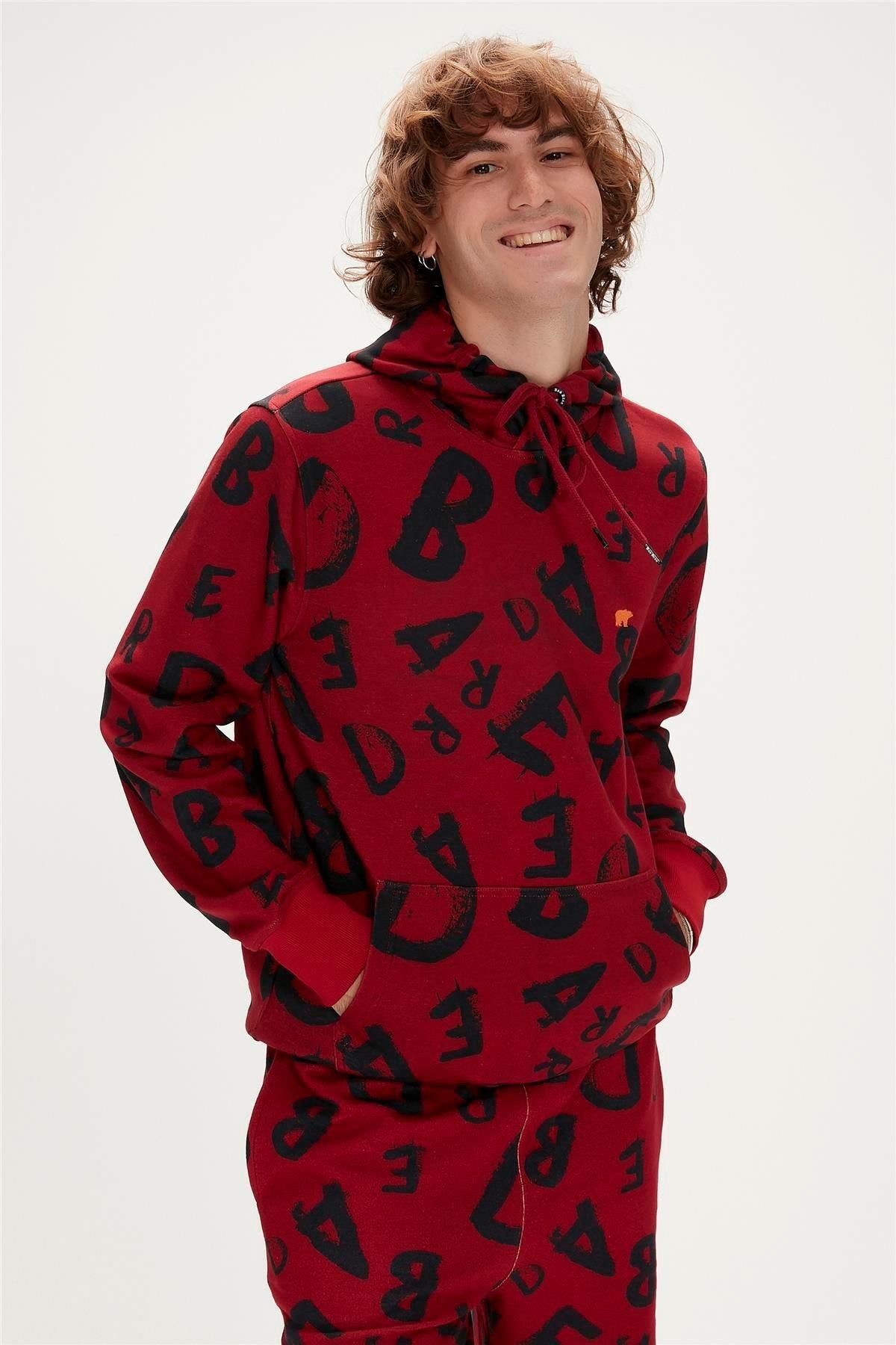 Bad Bear Bling Hoodie Maroon Bordo Kapüşonlu Erkek Sweatshirt