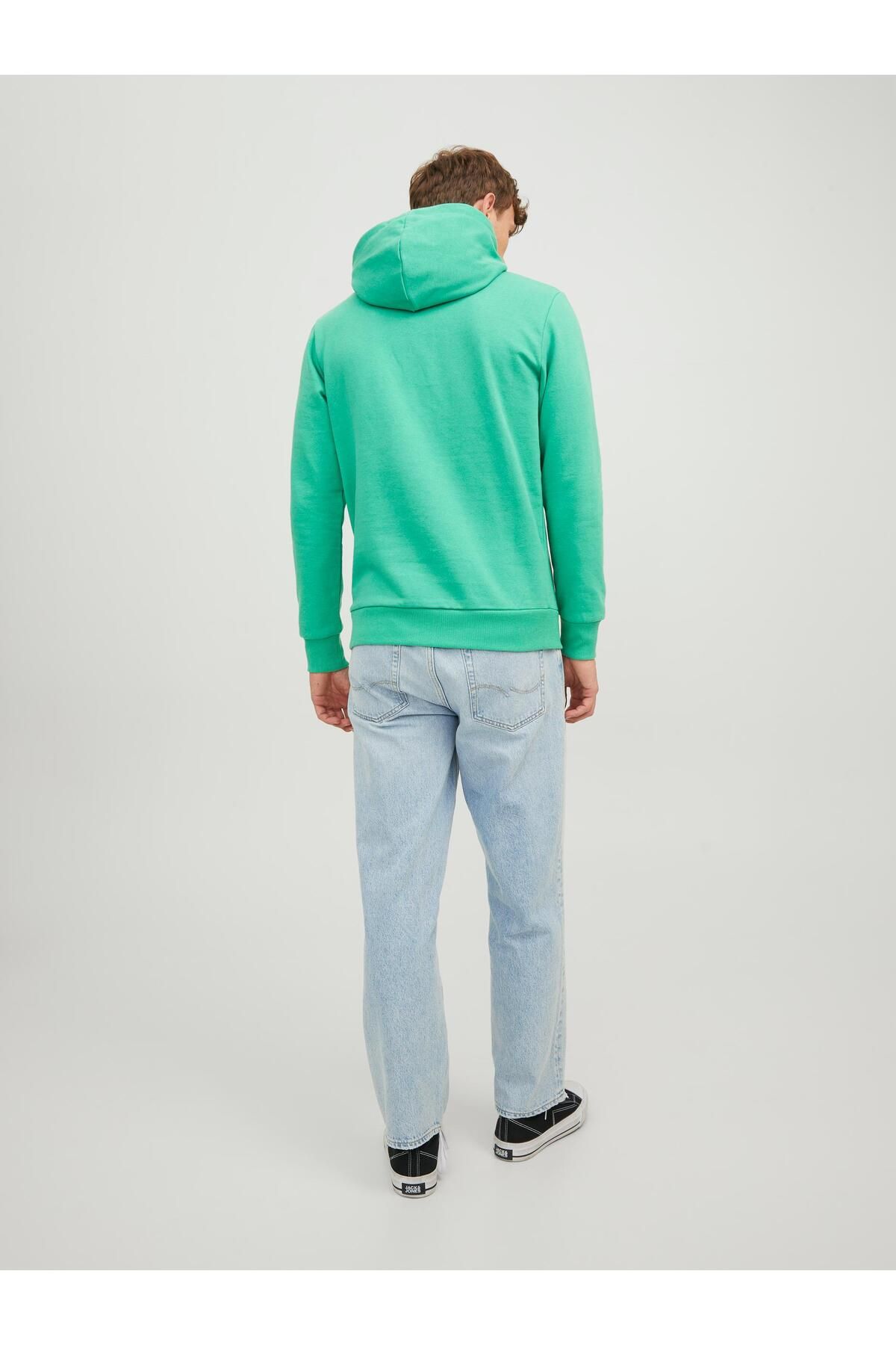 Jack & Jones Erkek Beware Baskılı Kapüşonlu Sweatshirt 12244219 Yeşil