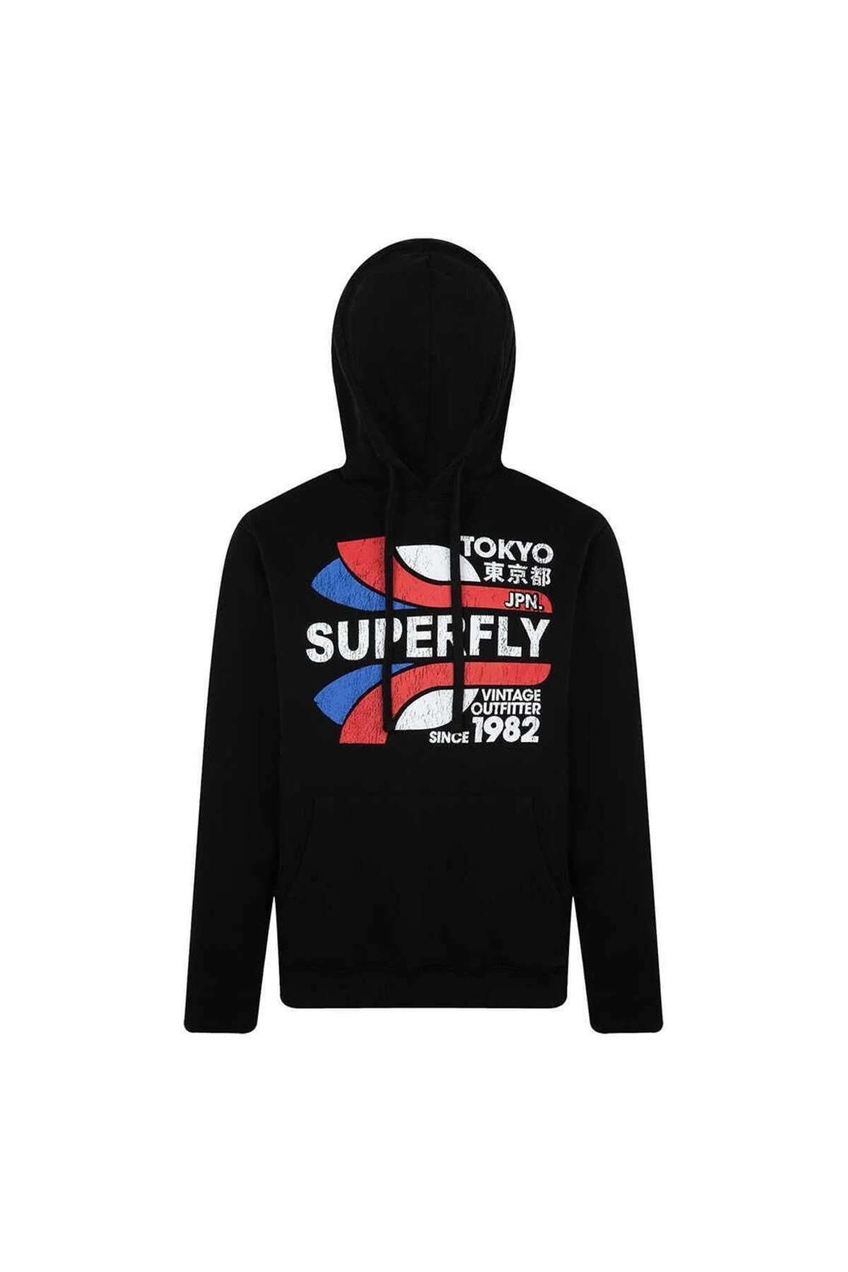 Superfly Men Kapüşonlu Sweat Erkek Siyah Sweatshirt 23172-2