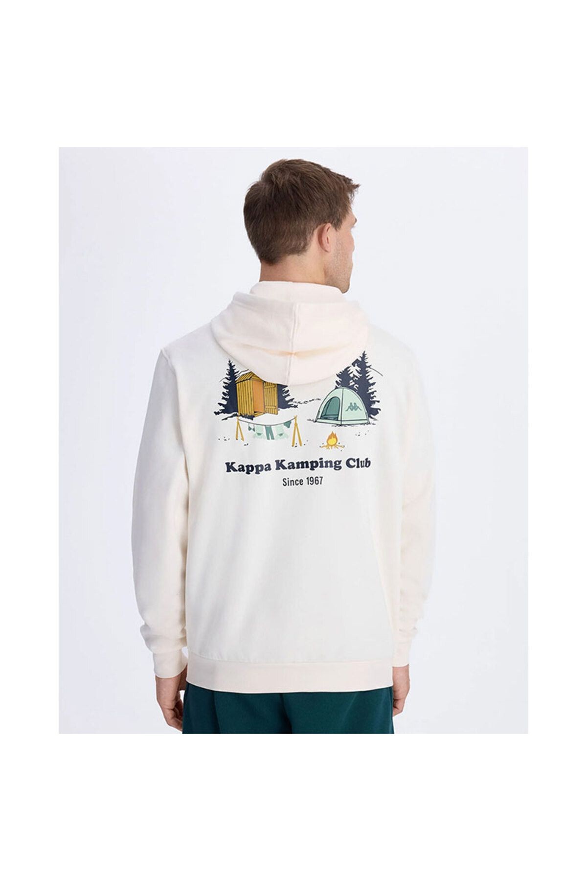 Kappa Authentic Graphik Phelps Erkek Beyaz Regular Fit Hoodie