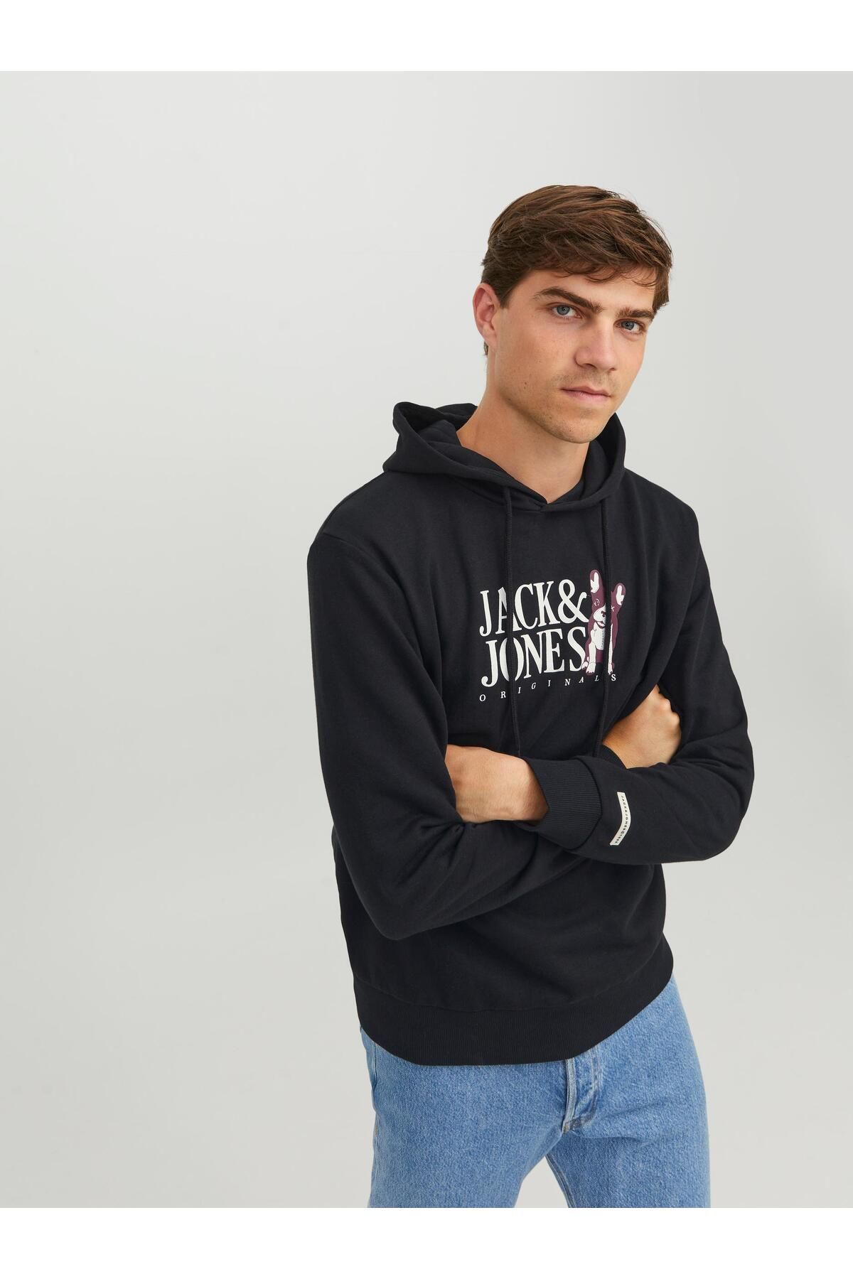 Jack & Jones Jorbeware Sweat Hood Fst Erkek Siyah Sweatshirt 12244219-Black