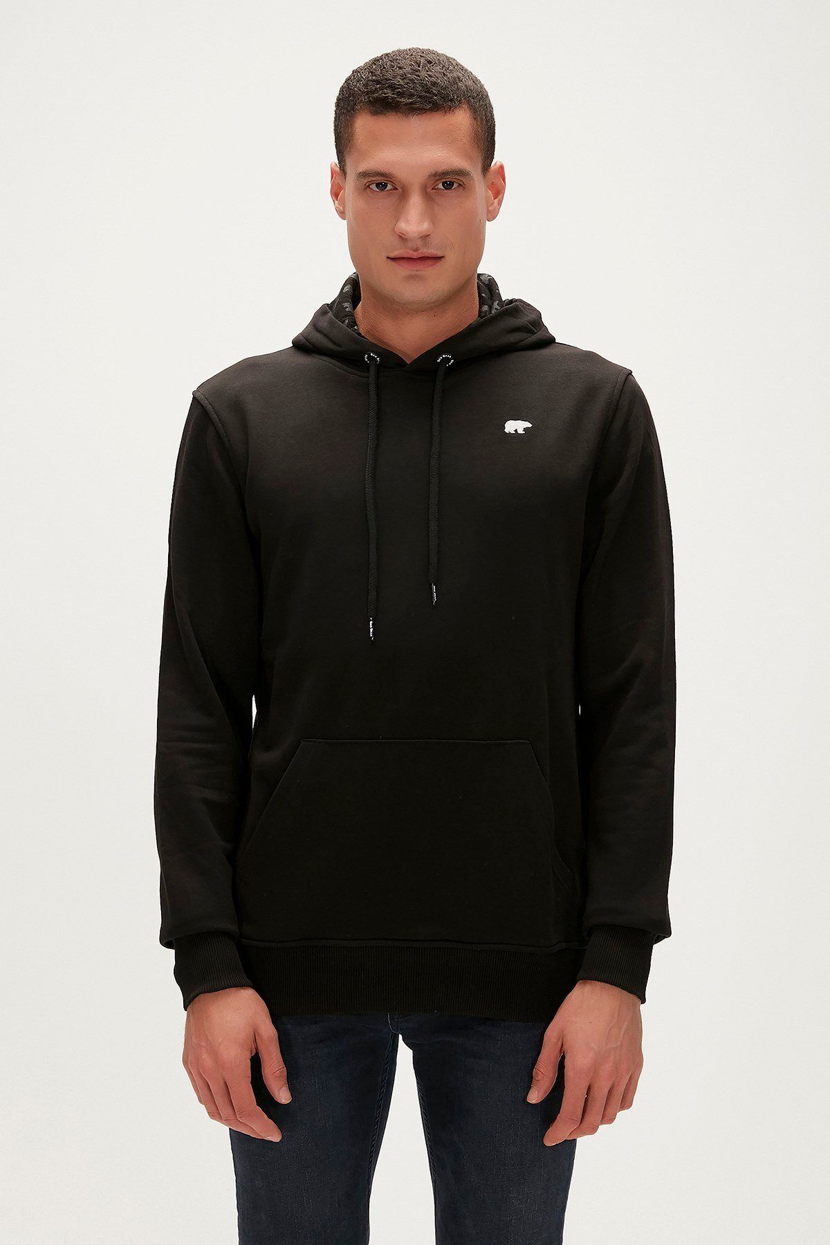 Bad Bear Bad Neck Erkek Siyah Kapüşonlu Sweatshirt