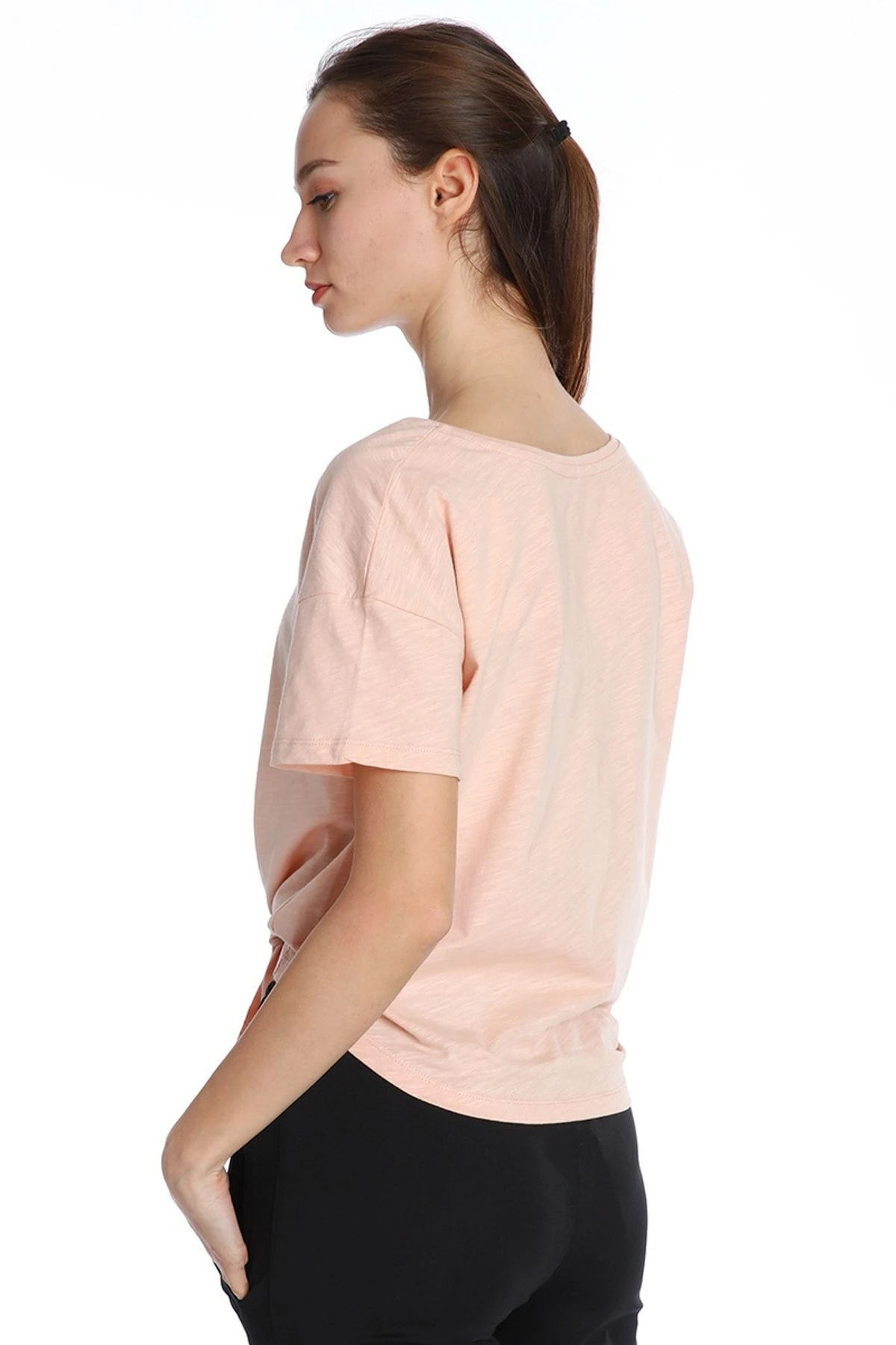 Sportive Kadın Bej Günlük Tişört 711028-Crm