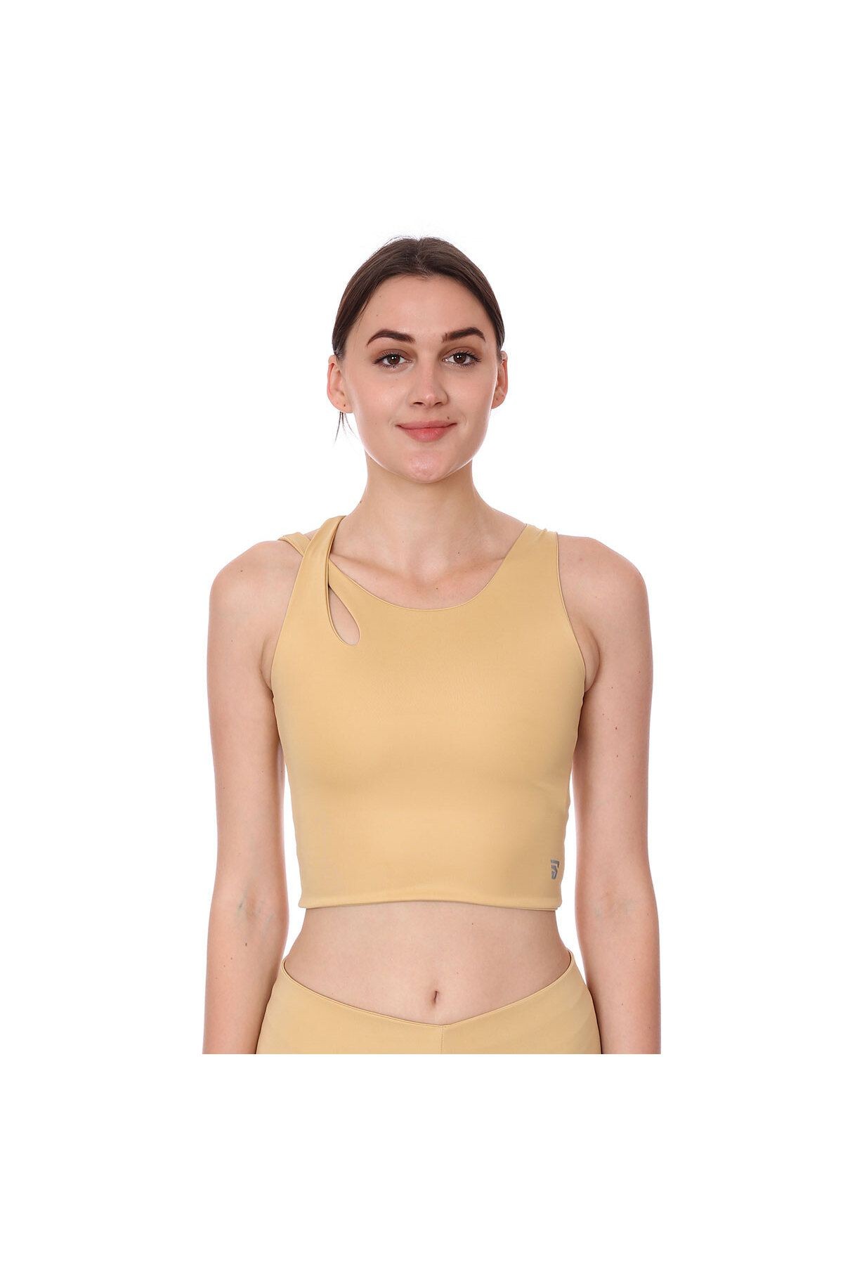Sportive Spo-Assymetric Crop Kadın Bej Günlük Stil Sporcu Sütyeni 712102-BEJ