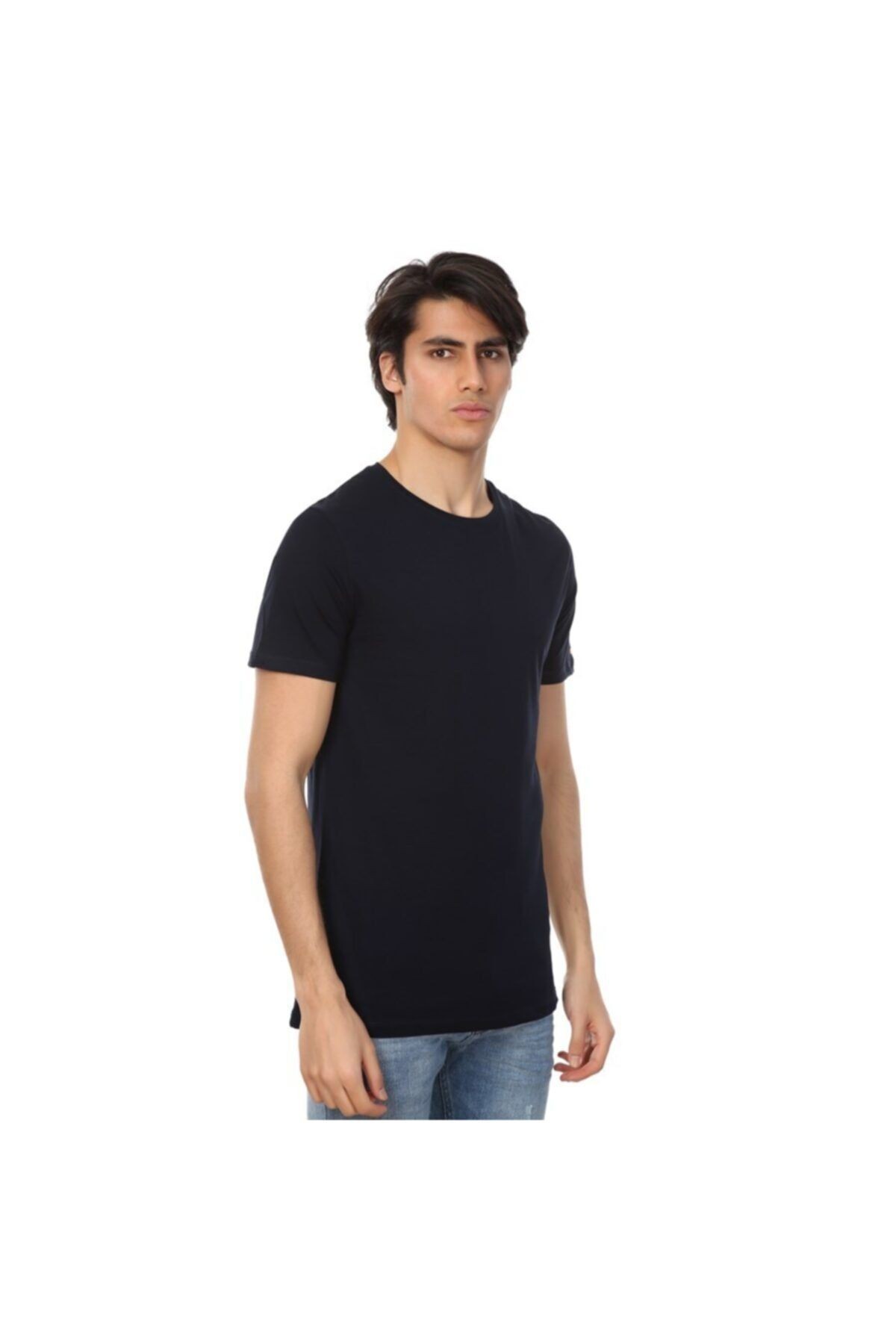 John Frank Erkek Lacivert Basic T-shirt