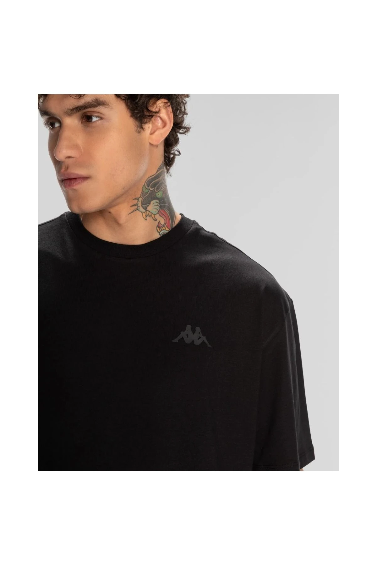 Kappa Logo Adam Erkek Siyah Yuvarlak Yaka Tişört