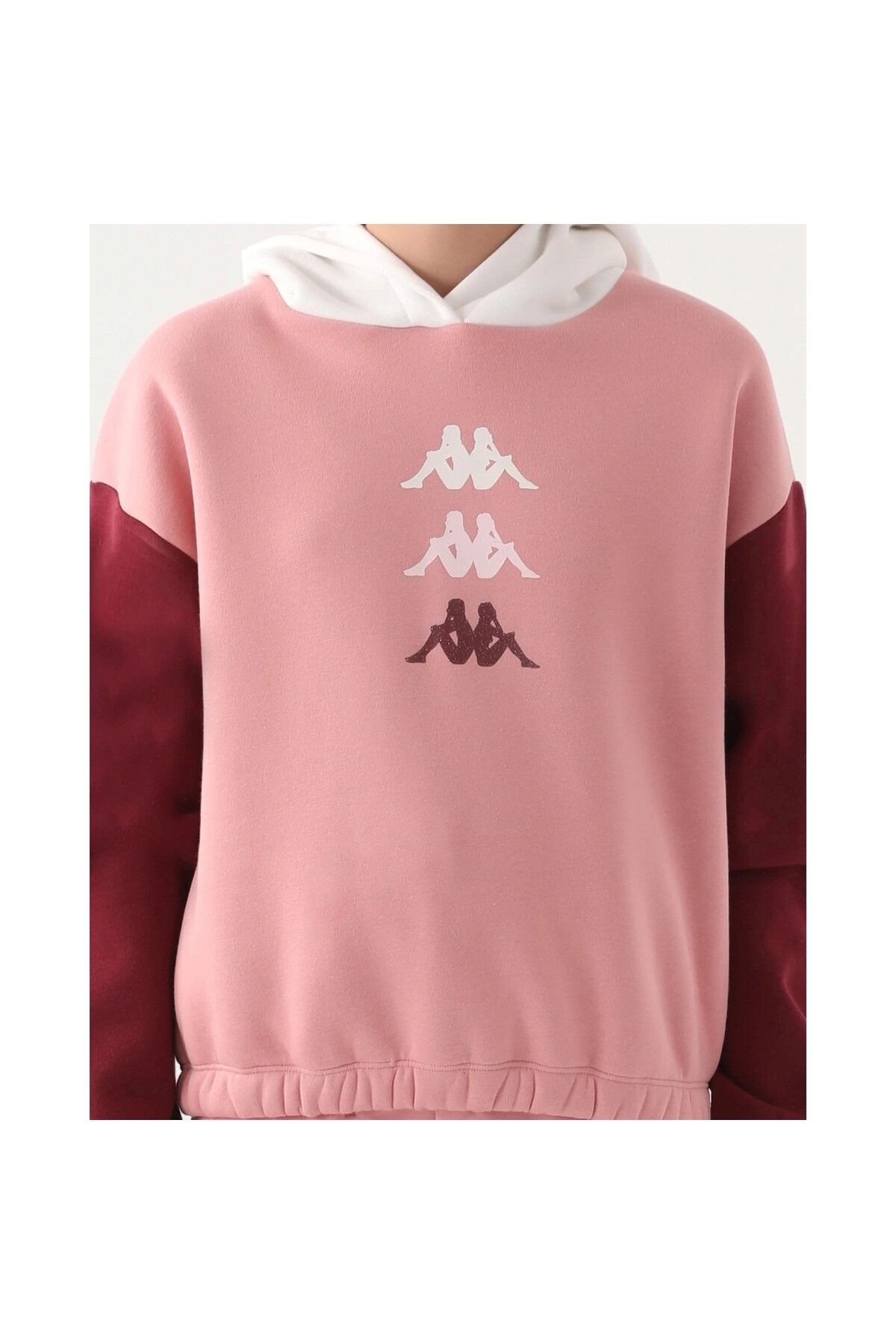Kappa Pembe Garnili Kol Detaylı Kapüşonlu Kız Çocuk Sweatshirt
