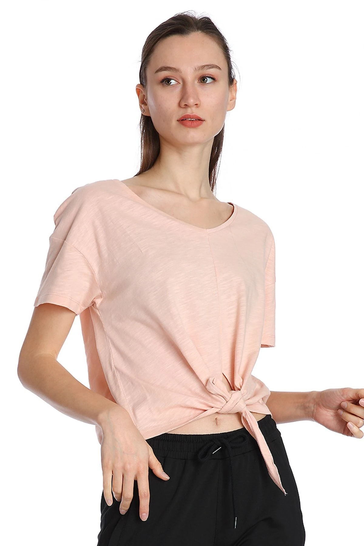 Sportive Kadın Bej Günlük Tişört 711028-Crm