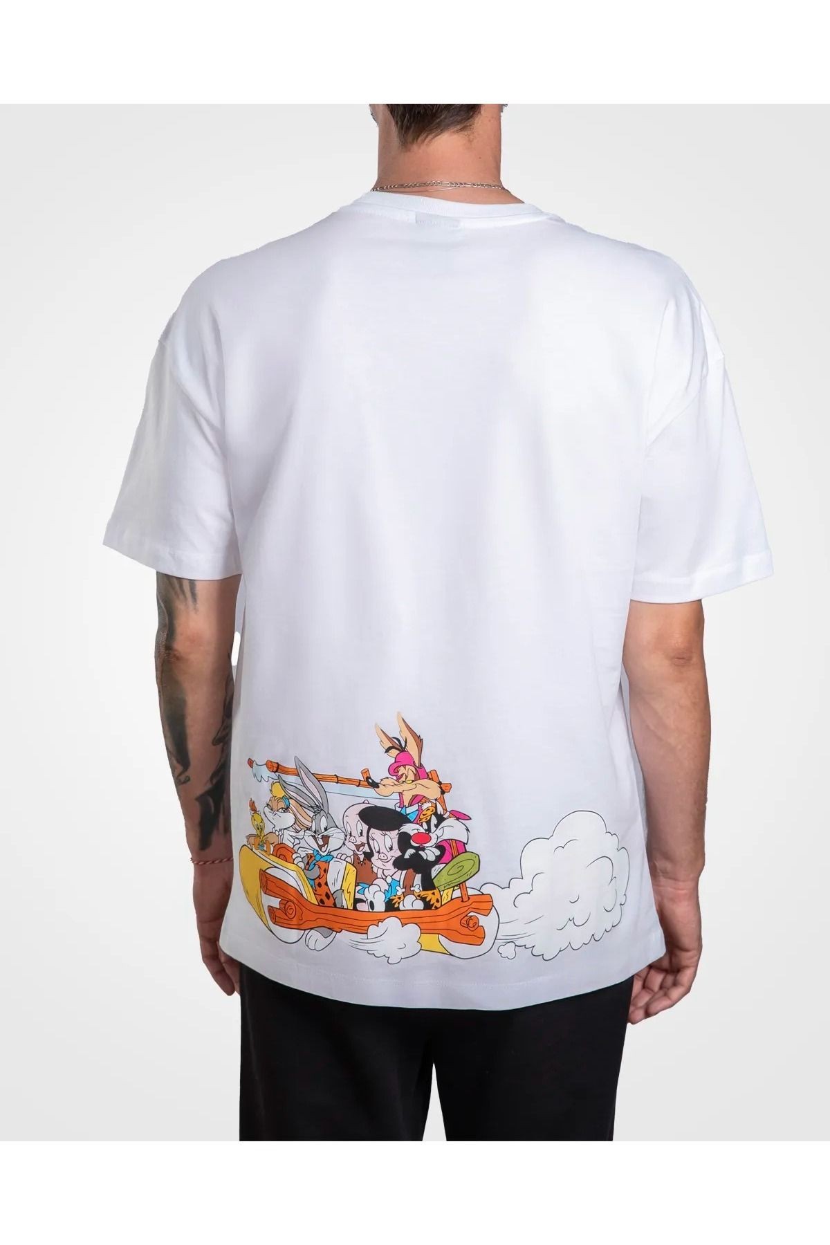 Kappa Authentic Dianis Warner Bros Unisex Siyah Beyaz Comfort Fit Tişört 
