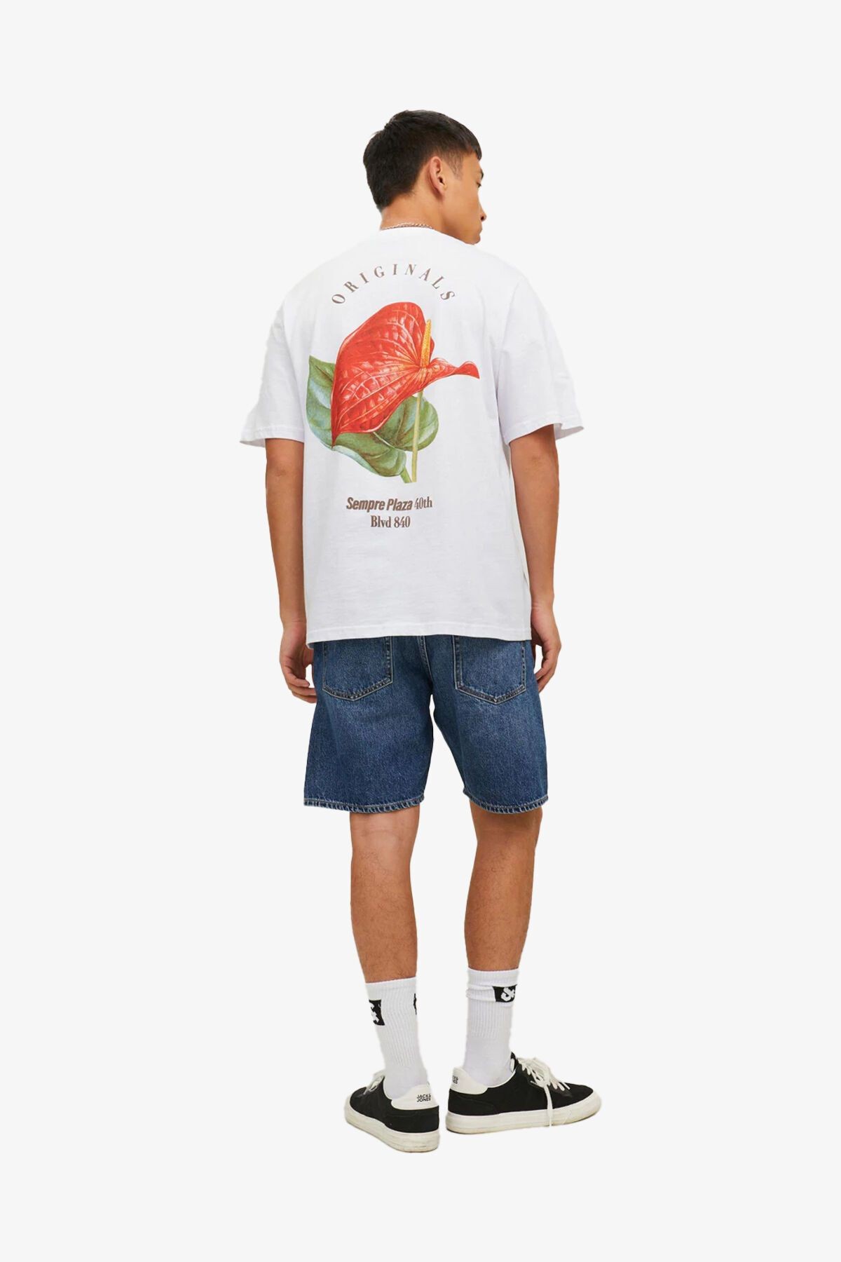 Jack & Jones Jorgrocery Tee Ss Crew Neck Beyaz Erkek T-Shirt 12230754-WHITE