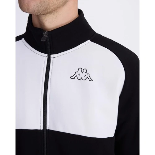 Kappa Fadese Erkek Siyah Beyaz Regular Fit Fermuarlı Eşofman Üstü