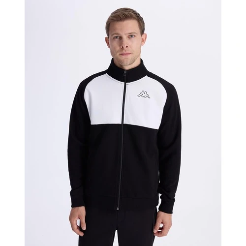 Kappa Fadese Erkek Siyah Beyaz Regular Fit Fermuarlı Eşofman Üstü