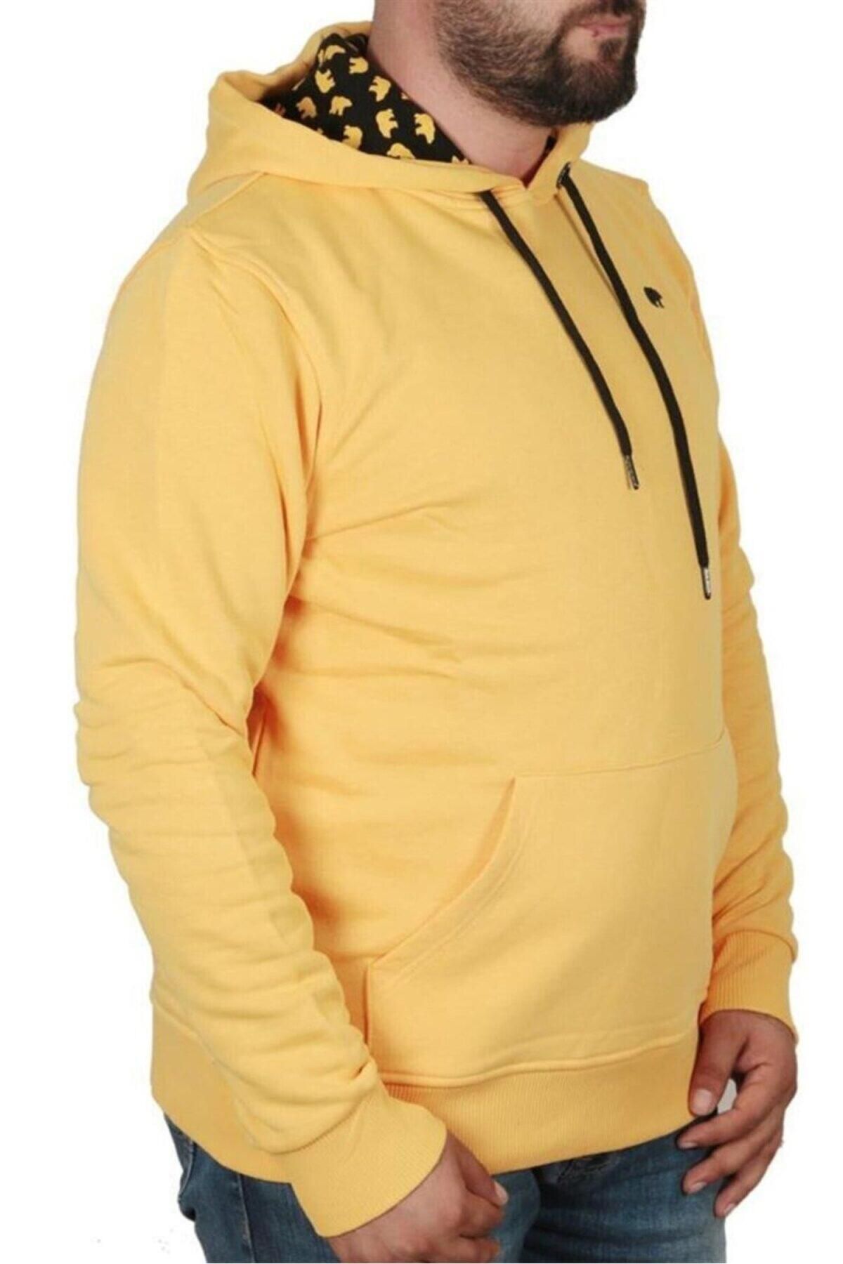 Bad Bear Bad Neck Erkek Sarı Kapüşonlu Sweatshirt