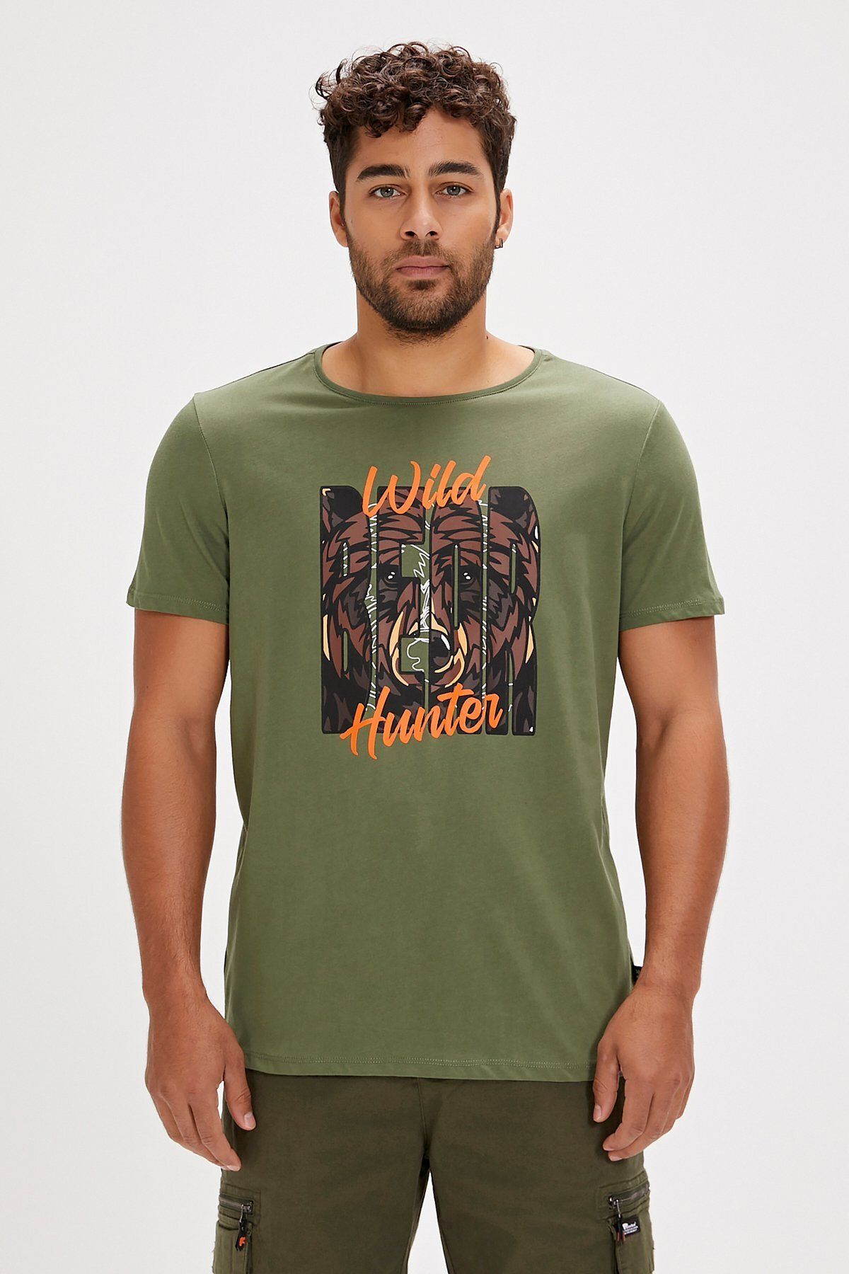 Bad Bear Hunt Siyah Baskılı Erkek Tişört