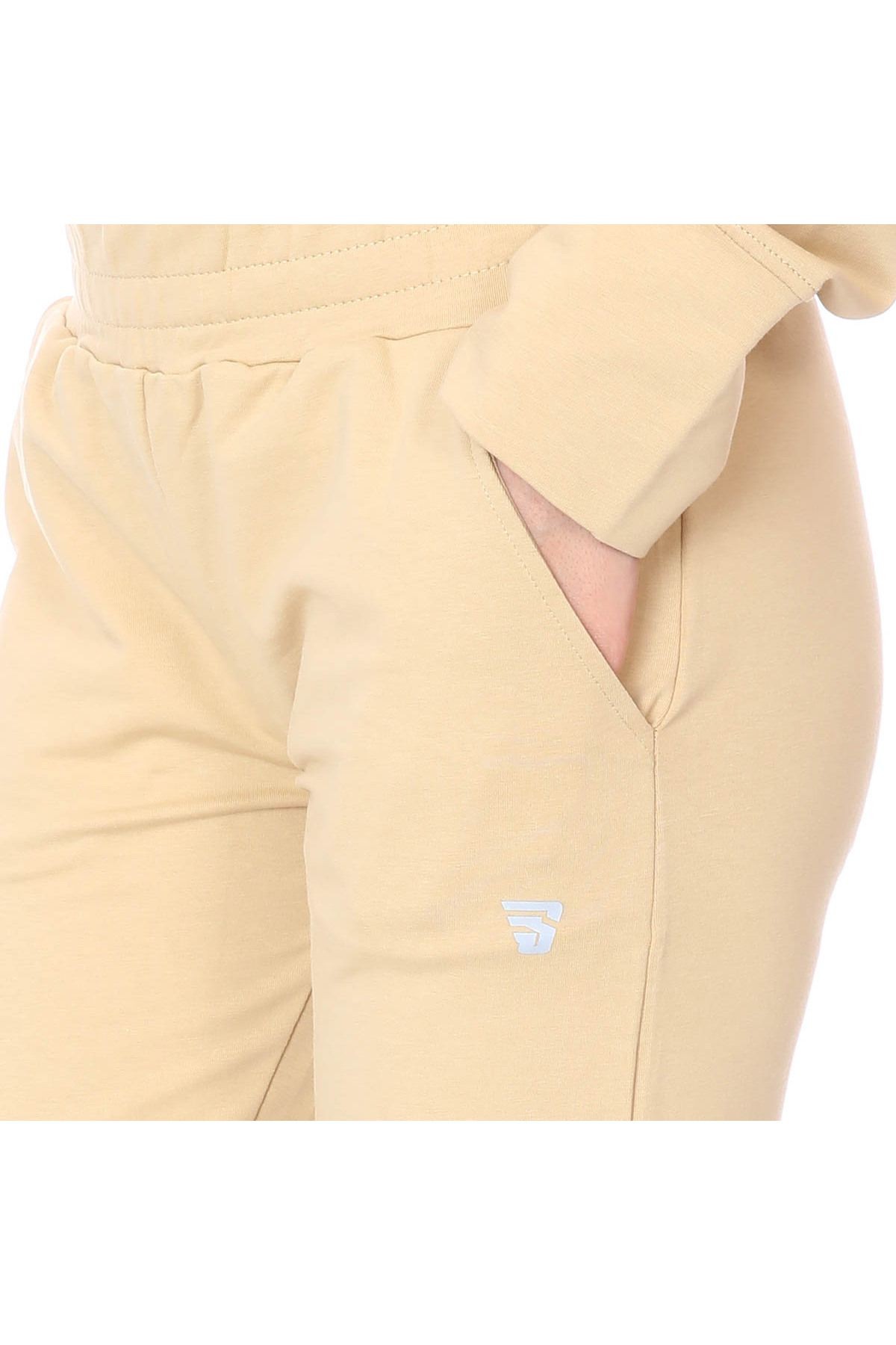 Sportive Wide Sweat Kadın Bej Günlük Stil Eşofman Altı 712108-BEJ