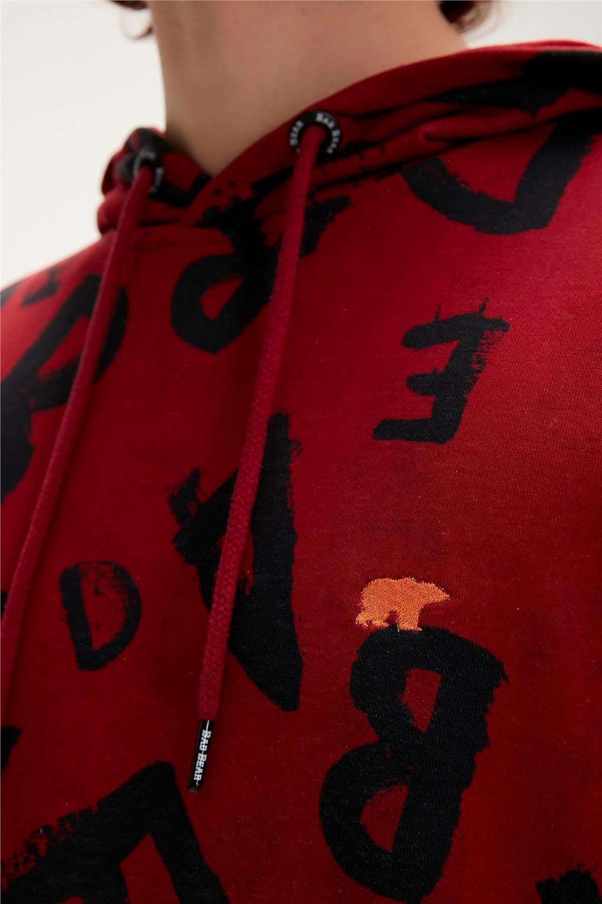 Bad Bear Bling Hoodie Maroon Bordo Kapüşonlu Erkek Sweatshirt