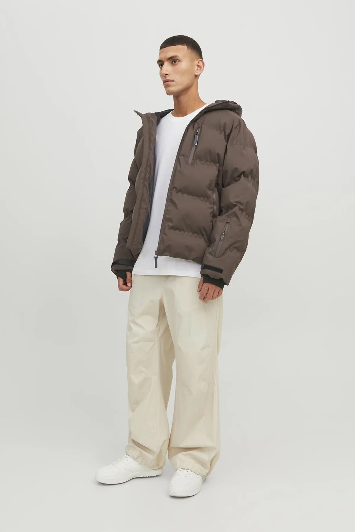 Jack & Jones Kapüşonlu Cep Detaylı Puffer Mont - Sweep