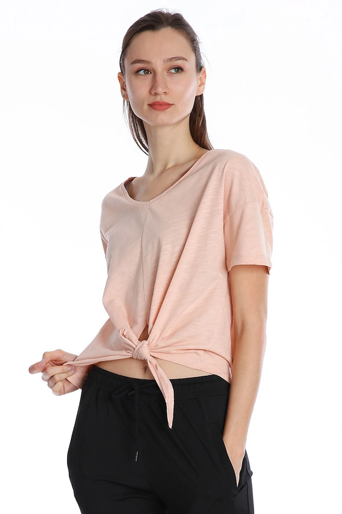 Sportive Kadın Bej Günlük Tişört 711028-Crm