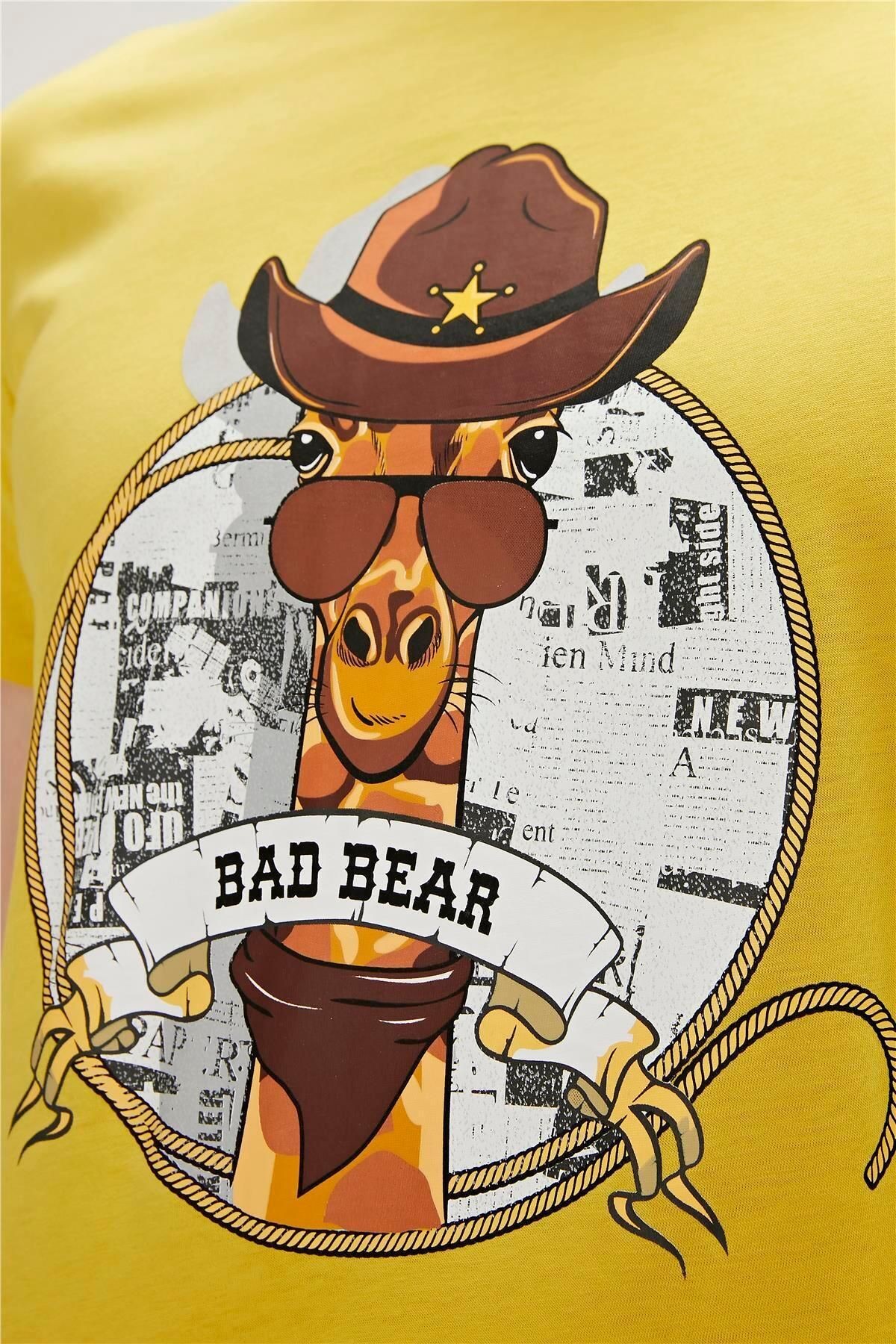 Bad Bear Taped T-shirt Hardal Baskılı Erkek Tişört