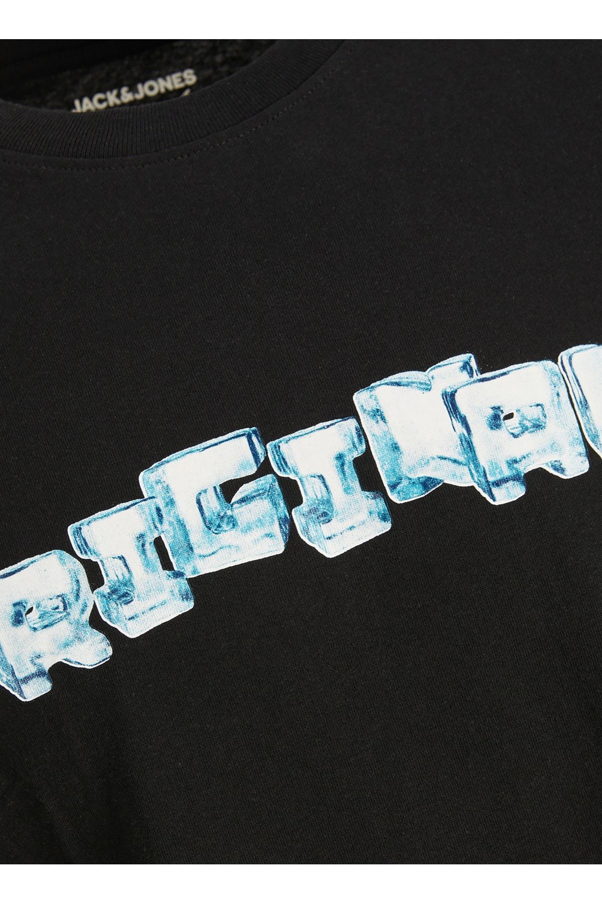 Jack & Jones Bisiklet Yaka Baskılı Siyah Erkek T-Shirt TEE SS CREW NECK