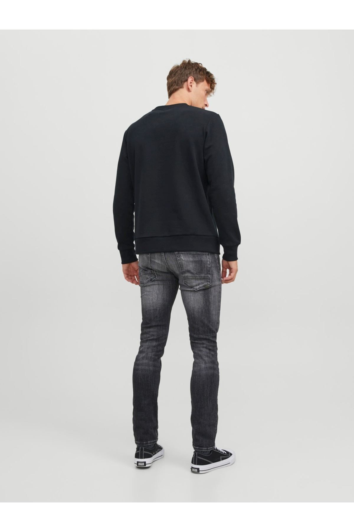 Jack & Jones Erkek Kuru Kafa Baskılı Bisklet Yaka Sweatshirt 12244220