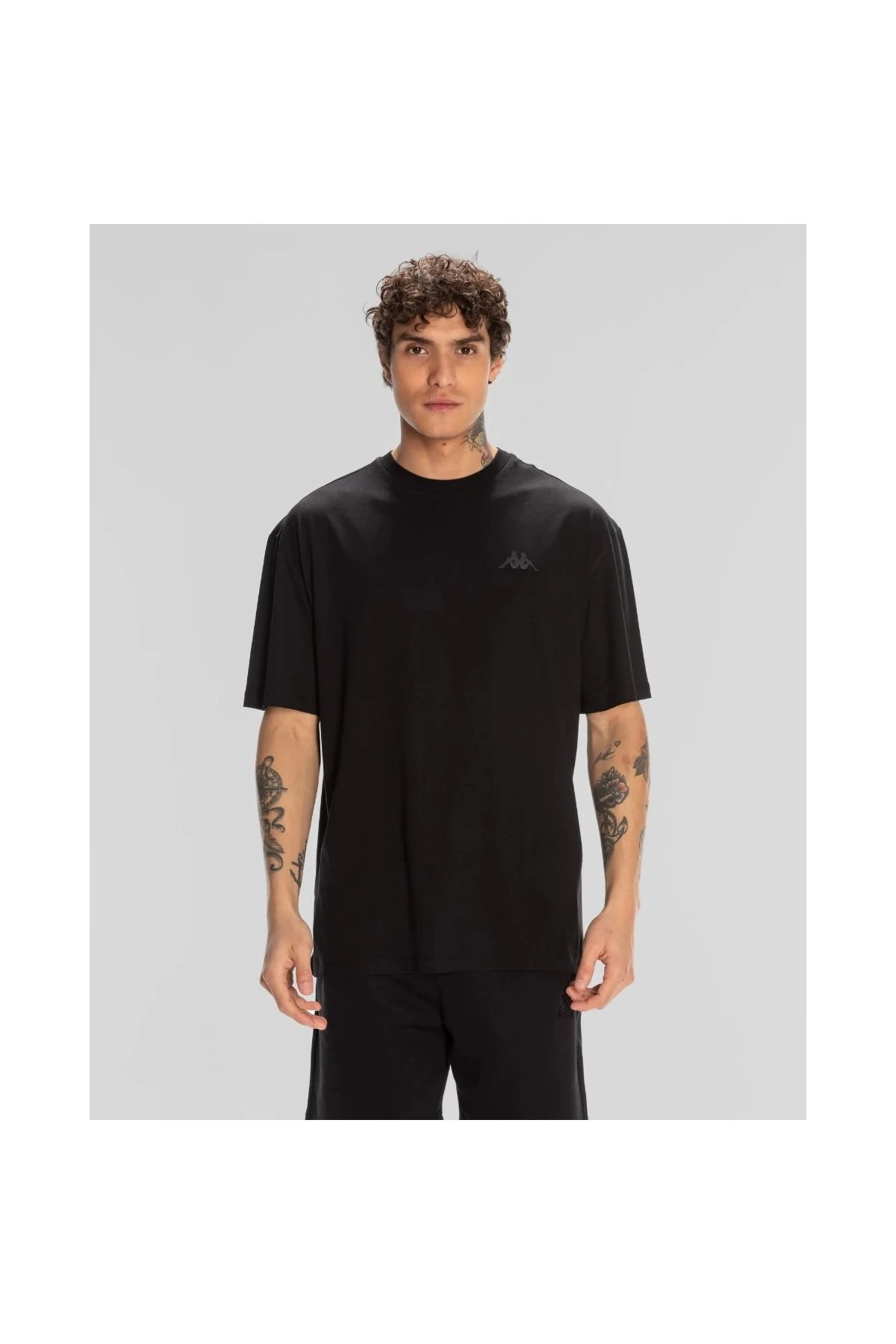 Kappa Logo Adam Erkek Siyah Yuvarlak Yaka Tişört