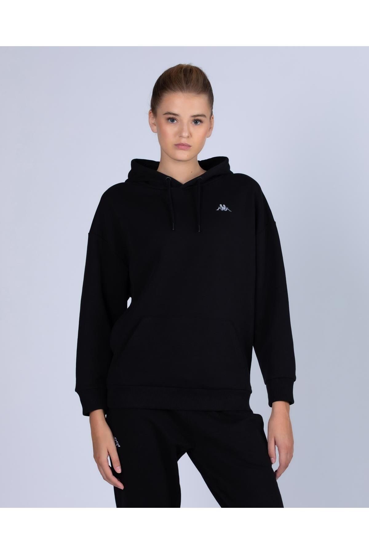 Kappa Logo Tallyn Kadın Siyah Regular Fit Fermuarlı Eşofman Üst