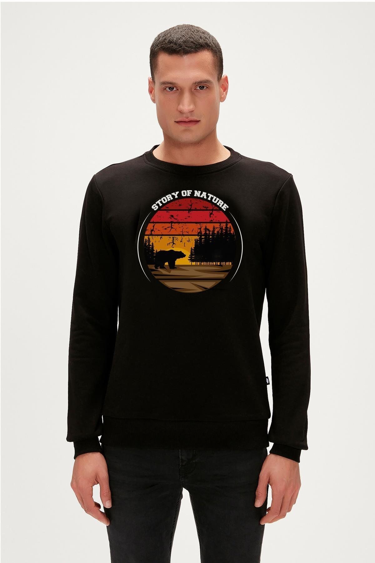 Bad Bear Story Crewneck Erkek Siyah Sweatshirt 23.02.12.023-C01