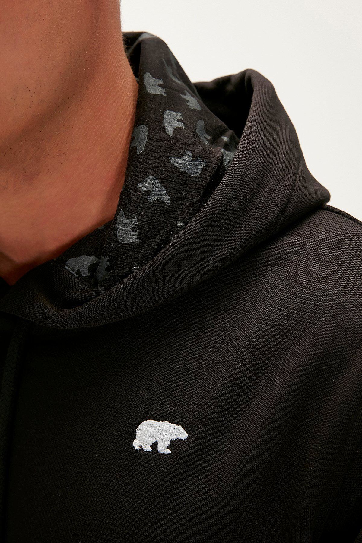 Bad Bear Bad Neck Erkek Siyah Kapüşonlu Sweatshirt