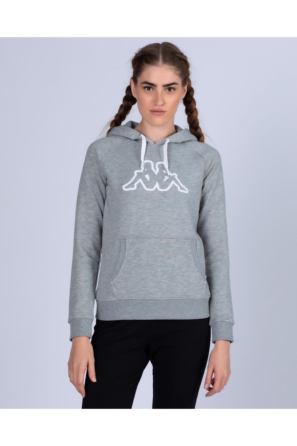 Kappa Logo Belle Slim Kadın Gri Melanj Eşofman Üst