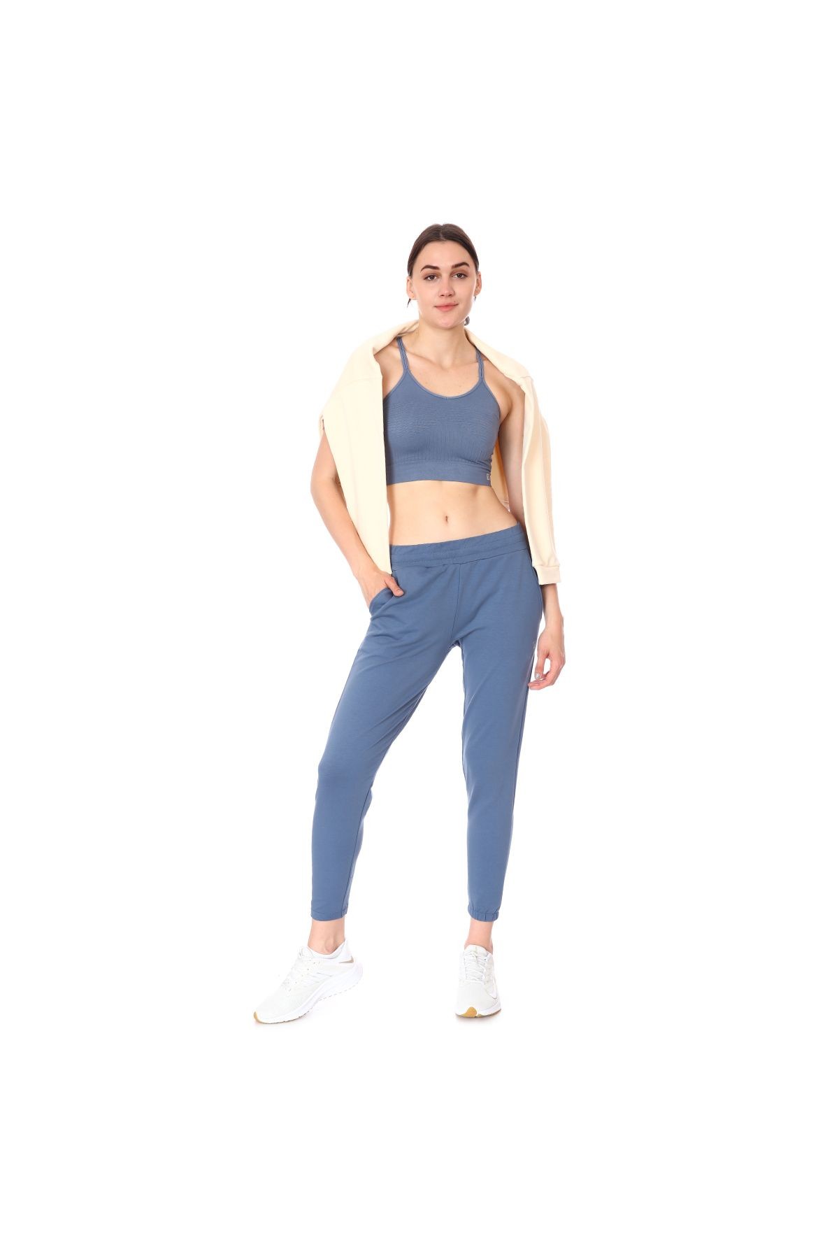 Sportive Wide Sweat Kadın Lacivert Günlük Stil Eşofman Altı 712108-LCV