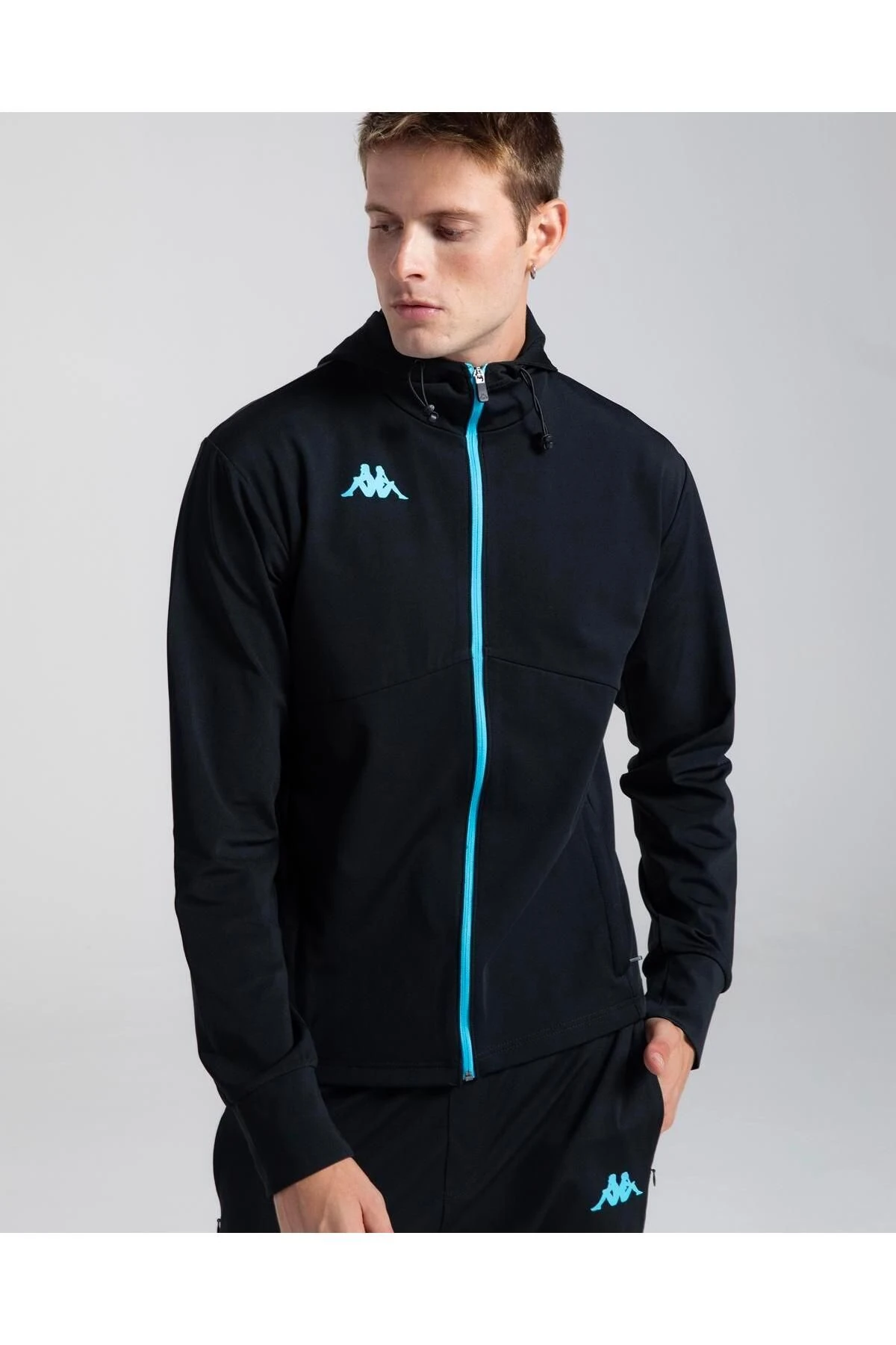 Kappa Siyah Erkek Dik Yaka Zip Ceket 371Q5SW005 Kombat Exo