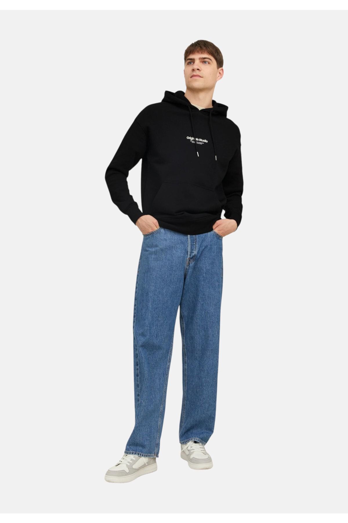 Jack & Jones Erkek Kapüşonlu Önden Cepli Sweatshirt 12241687
