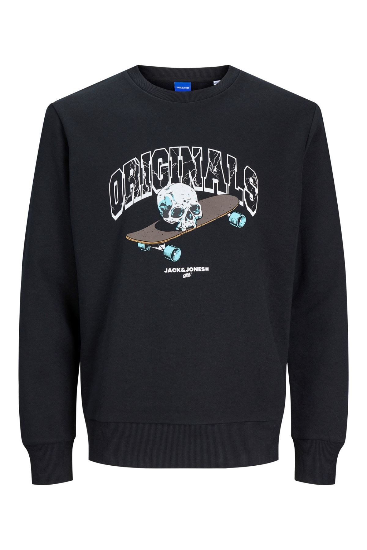 Jack & Jones Erkek Kuru Kafa Baskılı Bisklet Yaka Sweatshirt 12244220