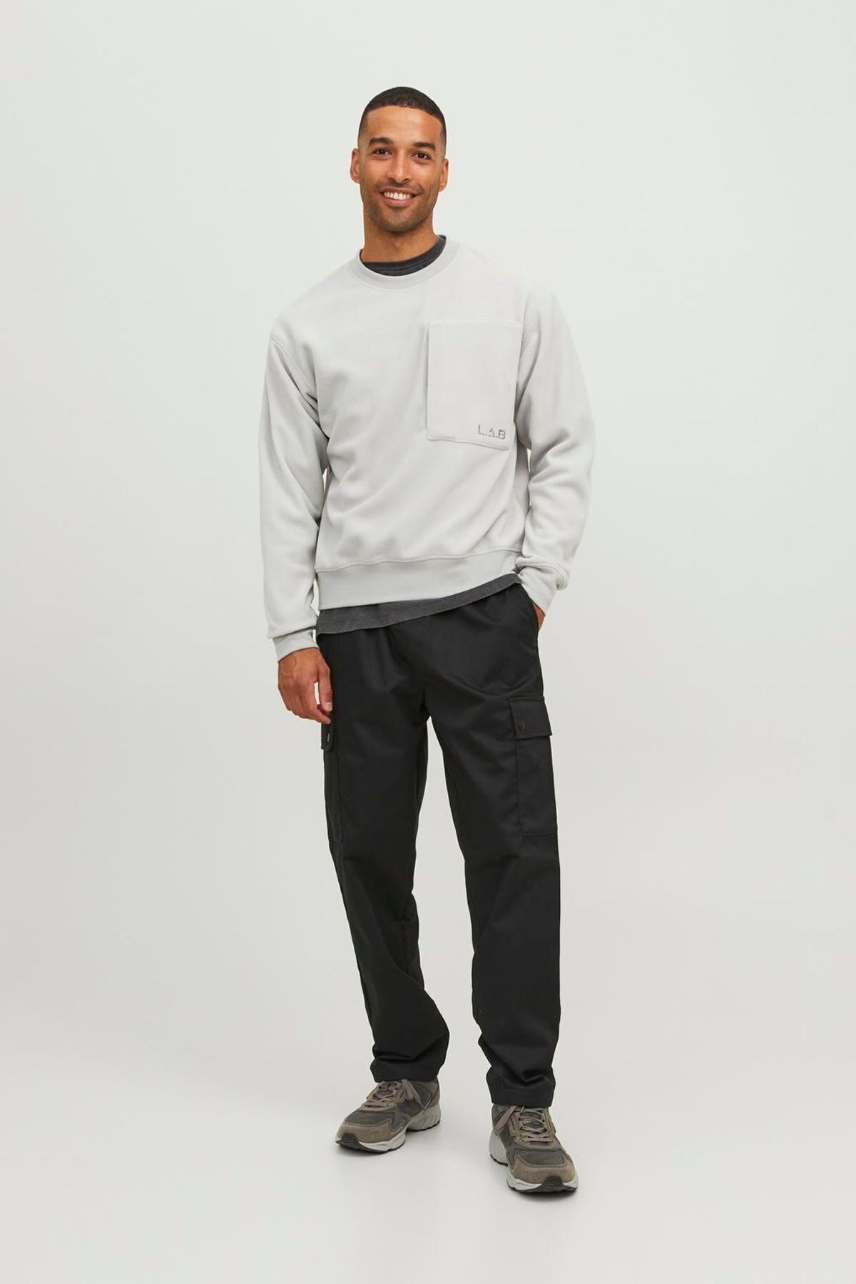 Jack & Jones L.a.b Işlemeli Bisiklet Yaka Polar Sweatshirt