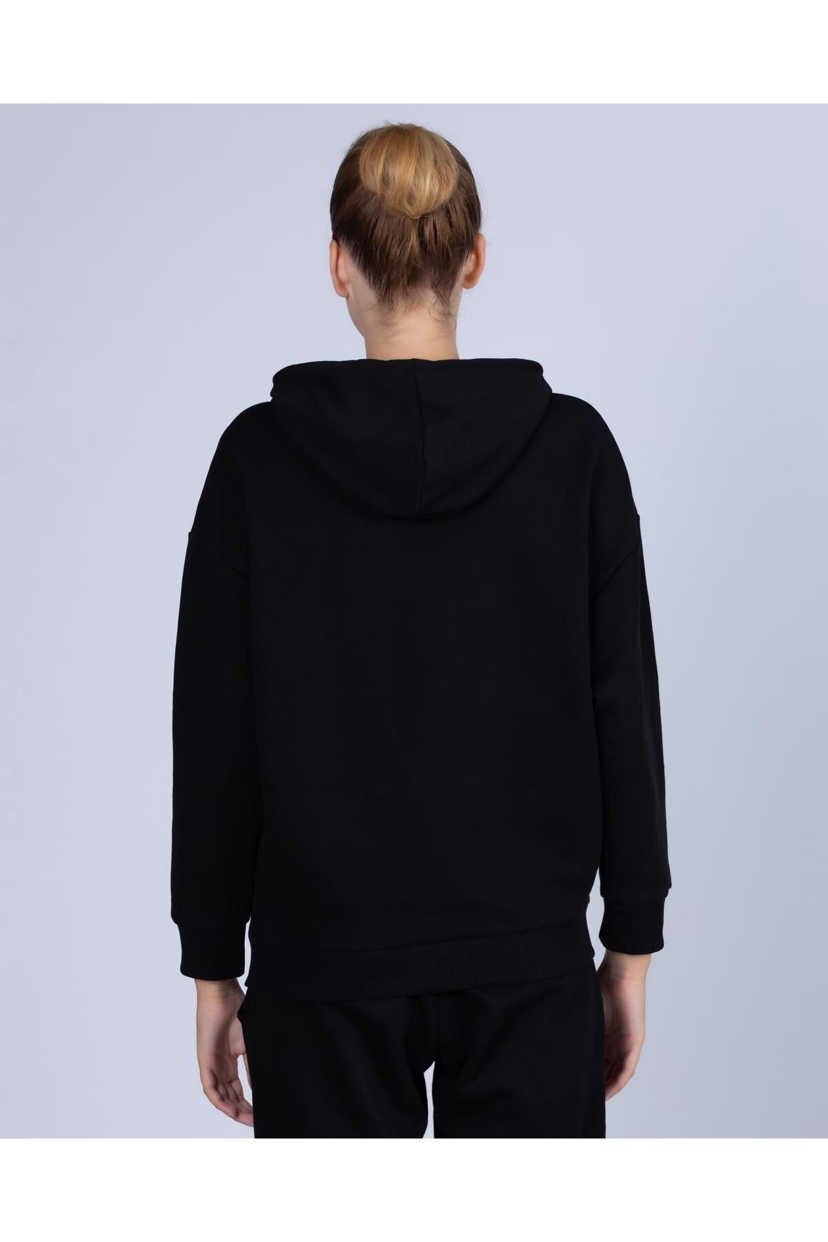 Kappa Logo Tallyn Kadın Siyah Regular Fit Fermuarlı Eşofman Üst