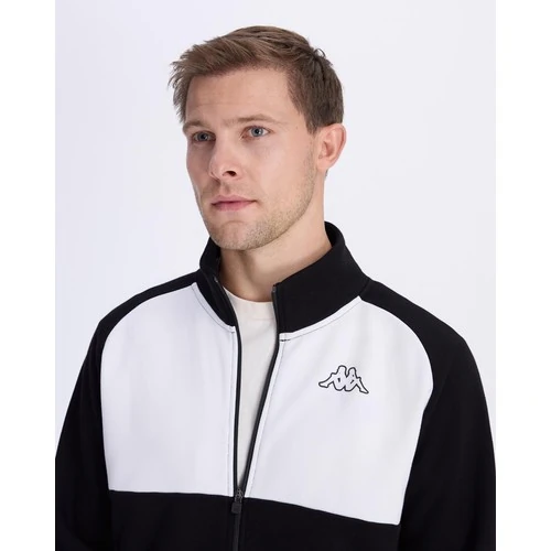 Kappa Fadese Erkek Siyah Beyaz Regular Fit Fermuarlı Eşofman Üstü