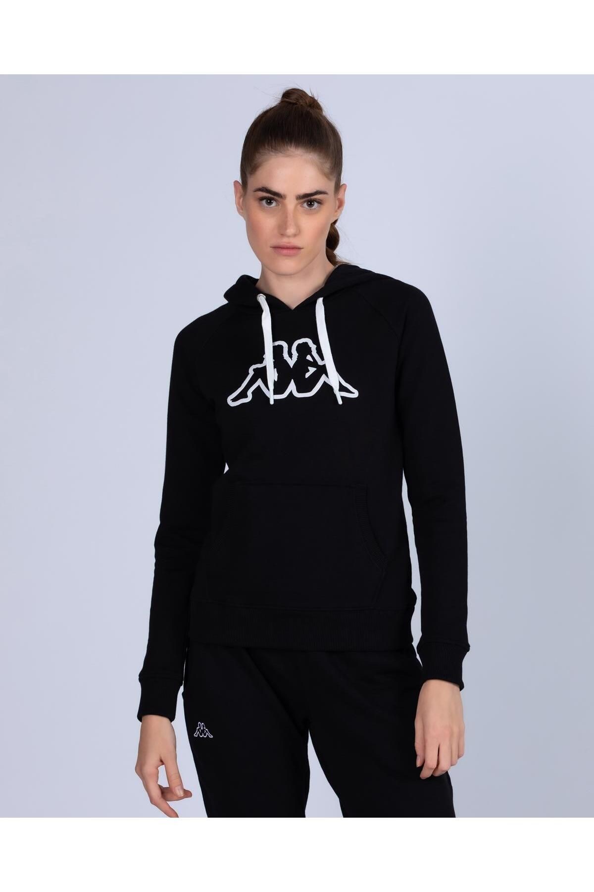 Kappa Logo Belle Slim Kadın Siyah Eşofman Üst