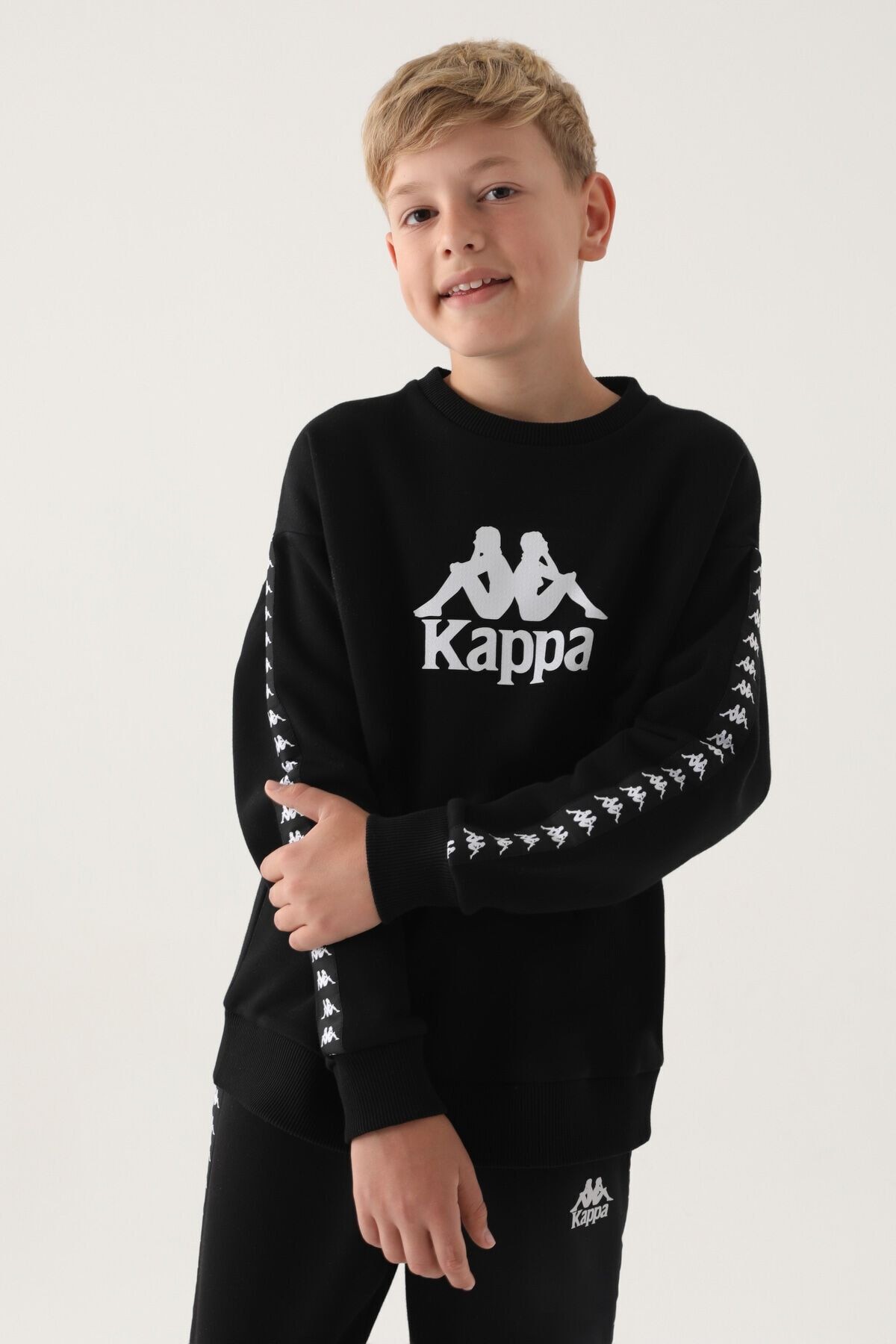 Kappa Krem Bisiklet Yaka Kol Baskı Detay Erkek Çocuk Sweatshirt