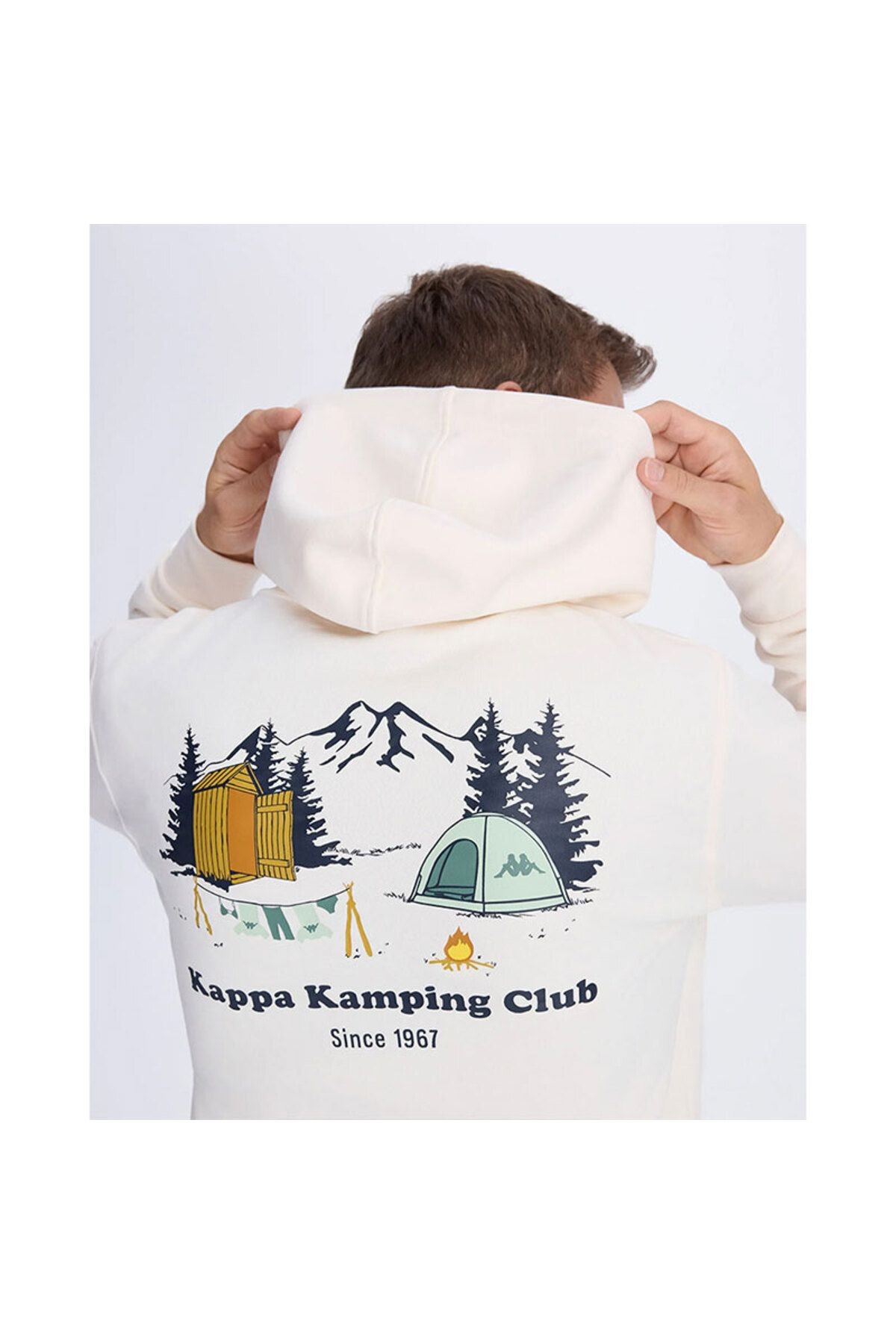 Kappa Authentic Graphik Phelps Erkek Beyaz Regular Fit Hoodie