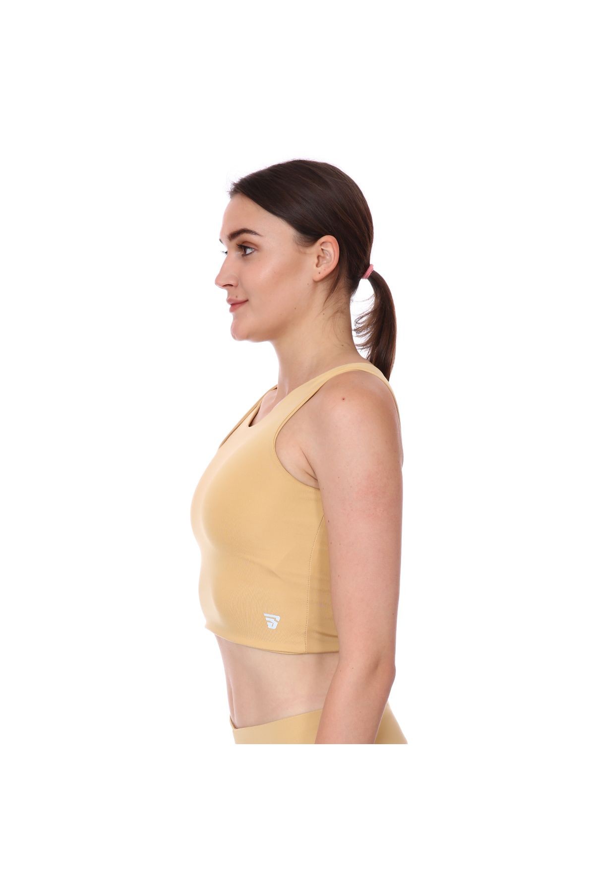 Sportive Spo-Assymetric Crop Kadın Bej Günlük Stil Sporcu Sütyeni 712102-BEJ