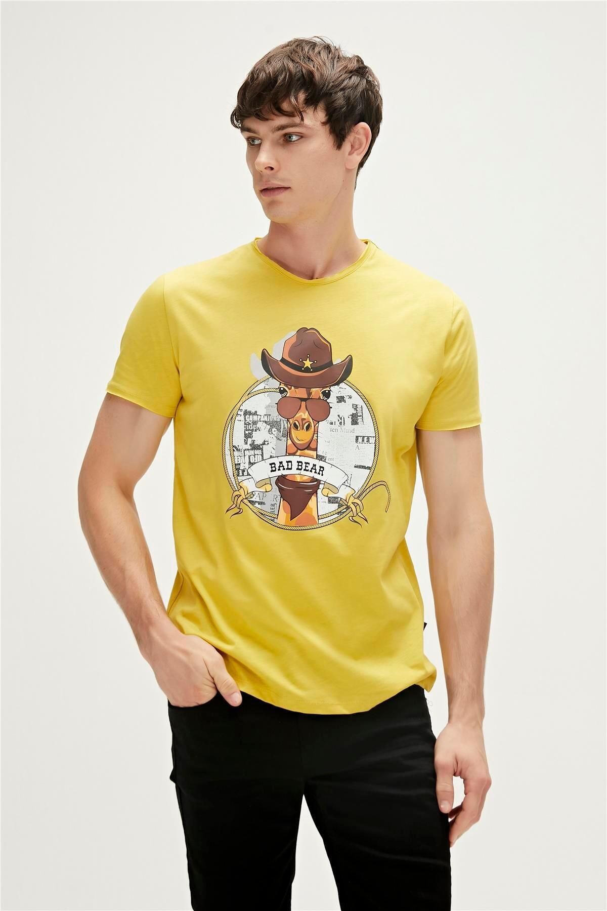Bad Bear Taped T-shirt Hardal Baskılı Erkek Tişört