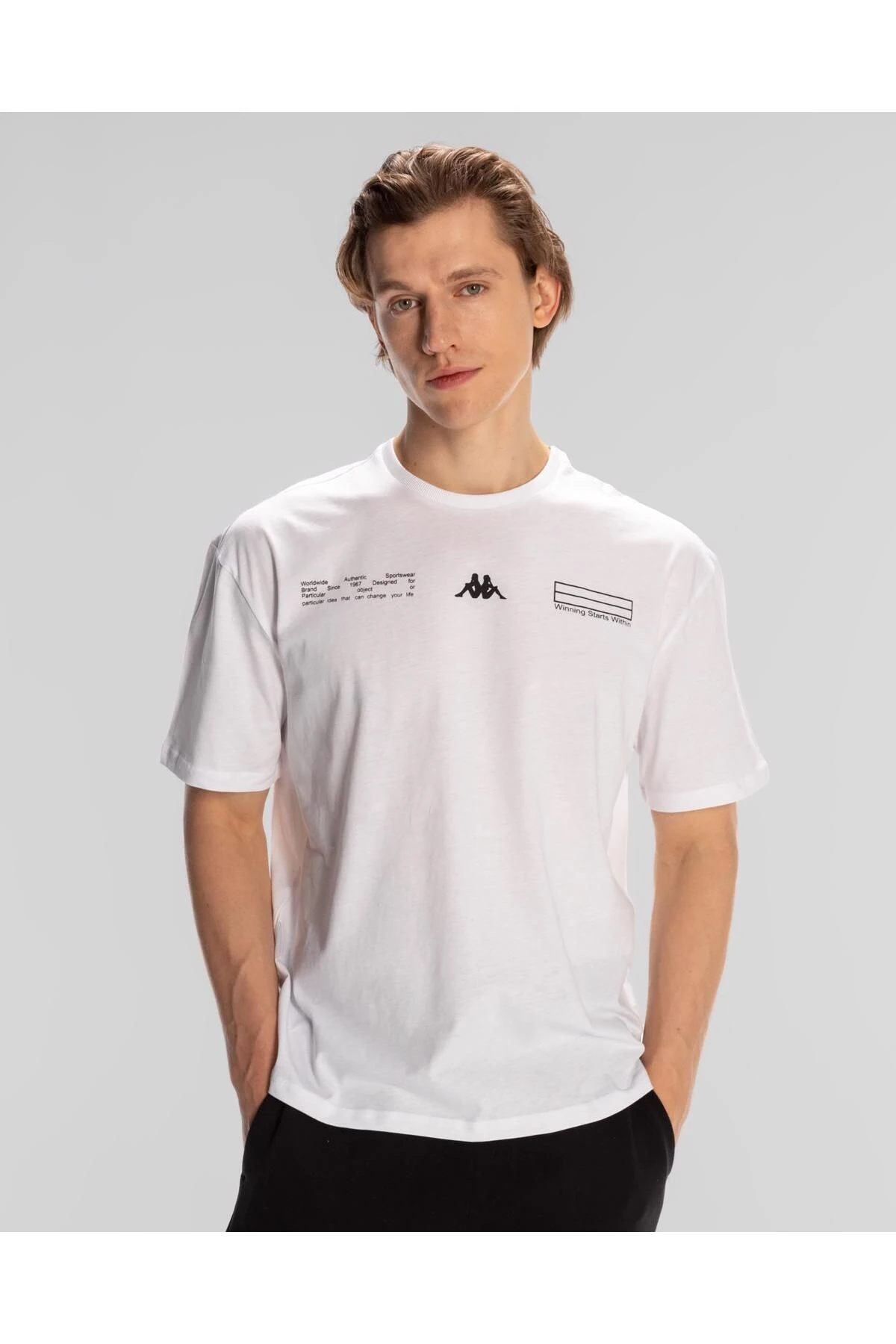 Kappa Authentic Alvin Erkek Beyaz Comfort Fit Tişört