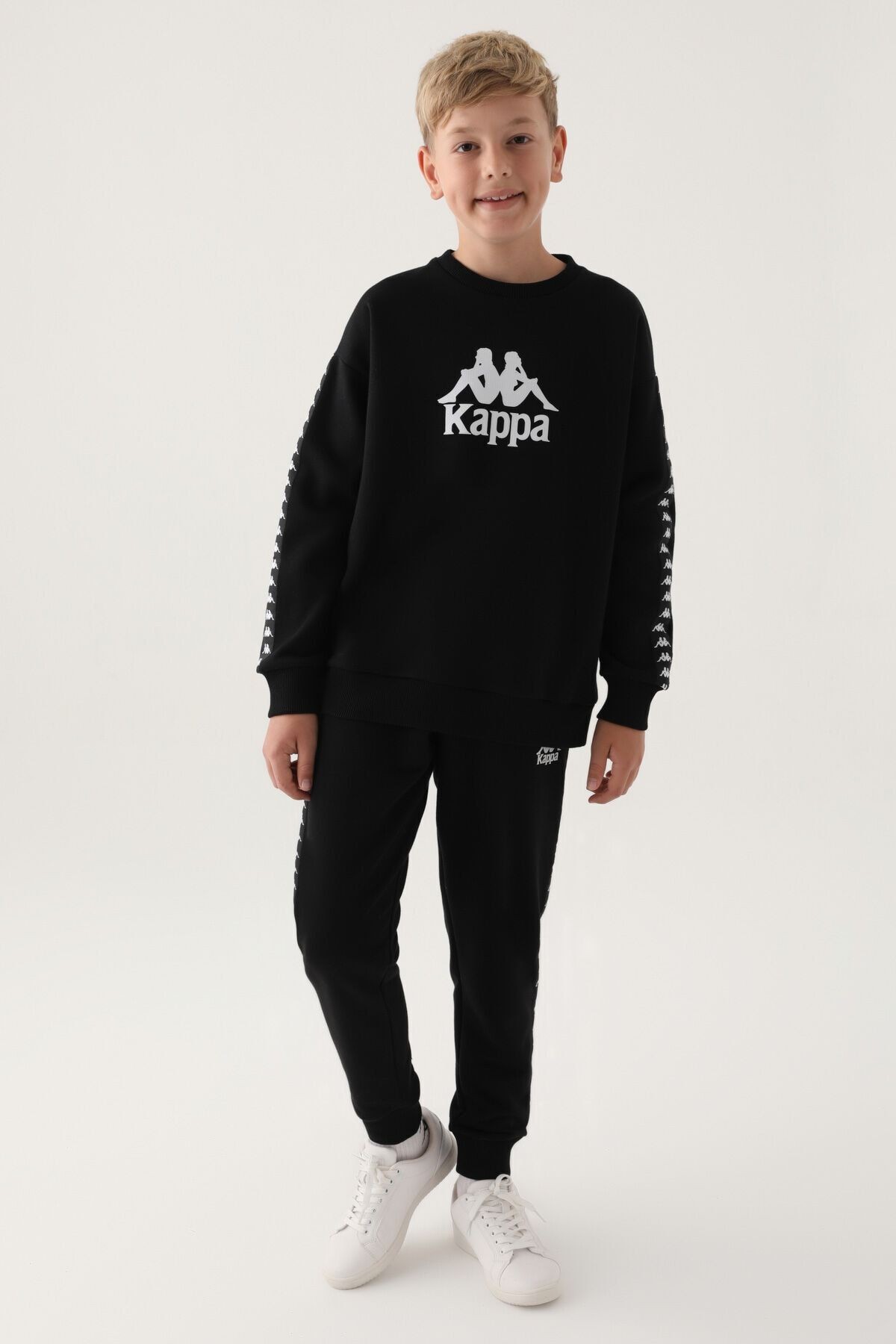 Kappa Krem Bisiklet Yaka Kol Baskı Detay Erkek Çocuk Sweatshirt