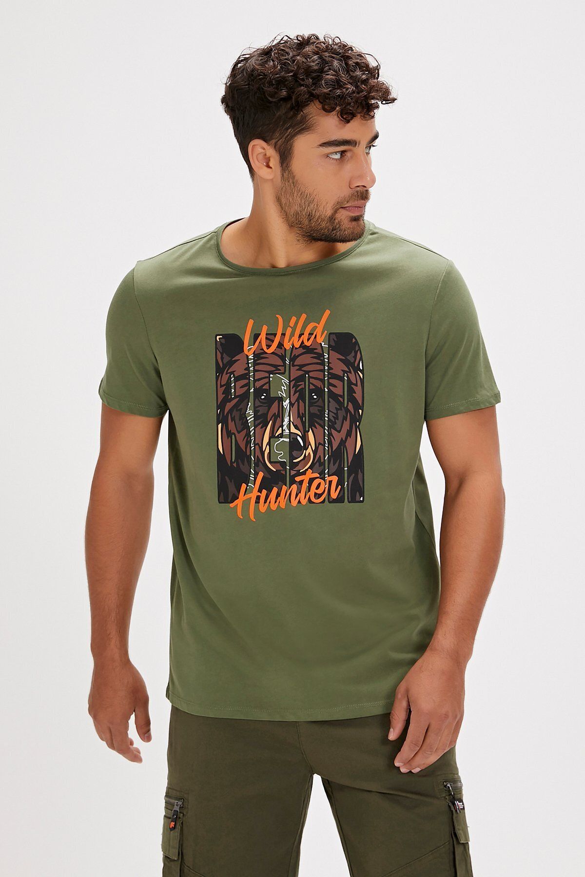 Bad Bear Hunt Siyah Baskılı Erkek Tişört